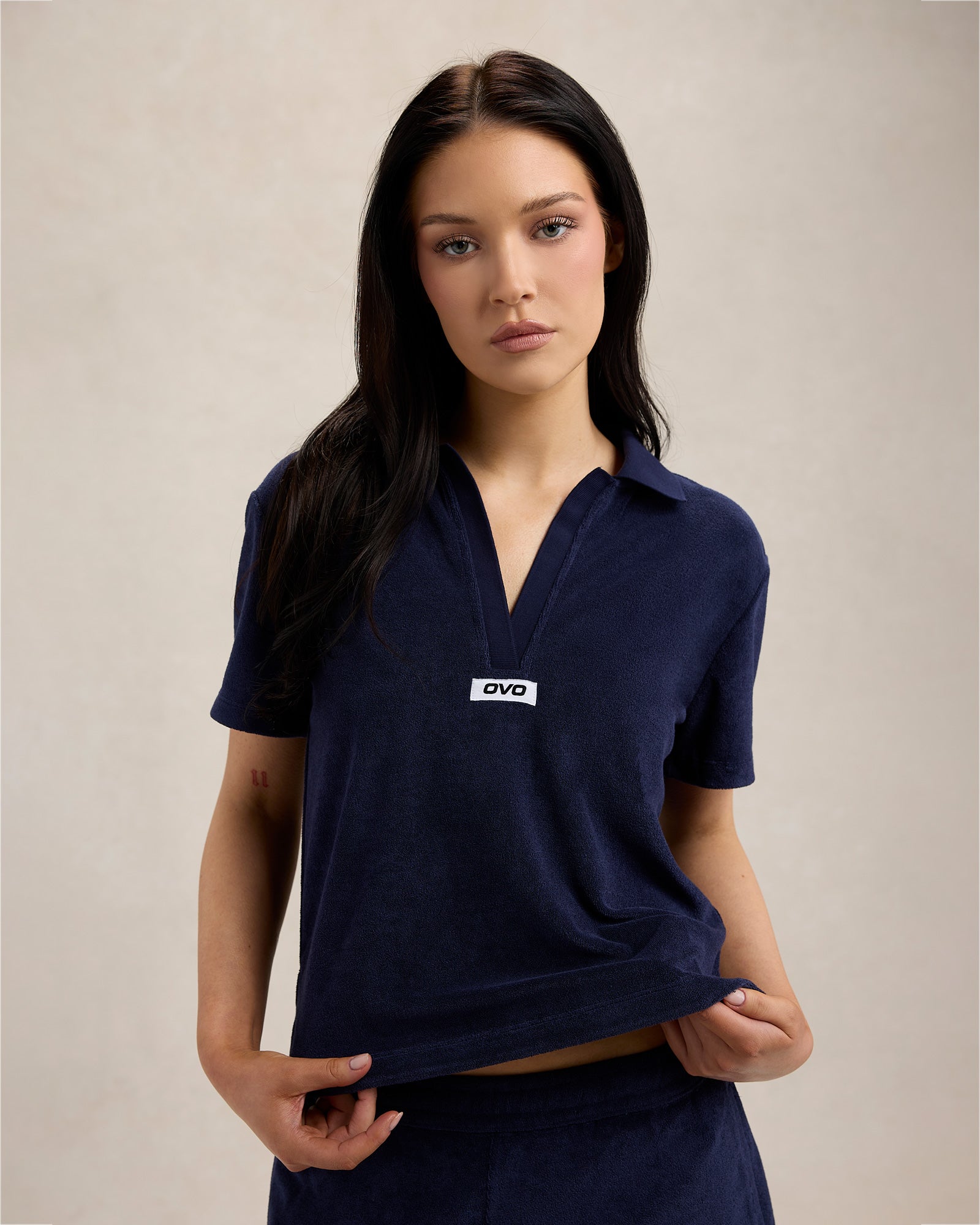 Euro Terry Cloth Polo - Navy IMAGE #2