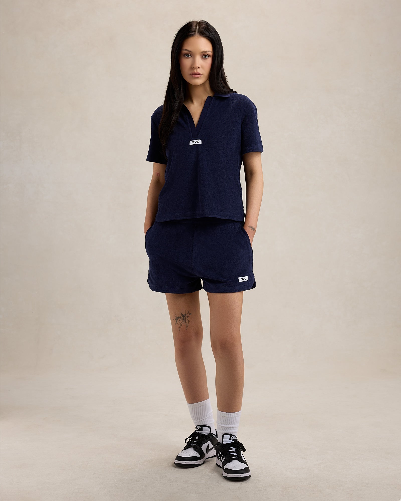 Euro Terry Cloth Sweatshort - Navy IMAGE #2