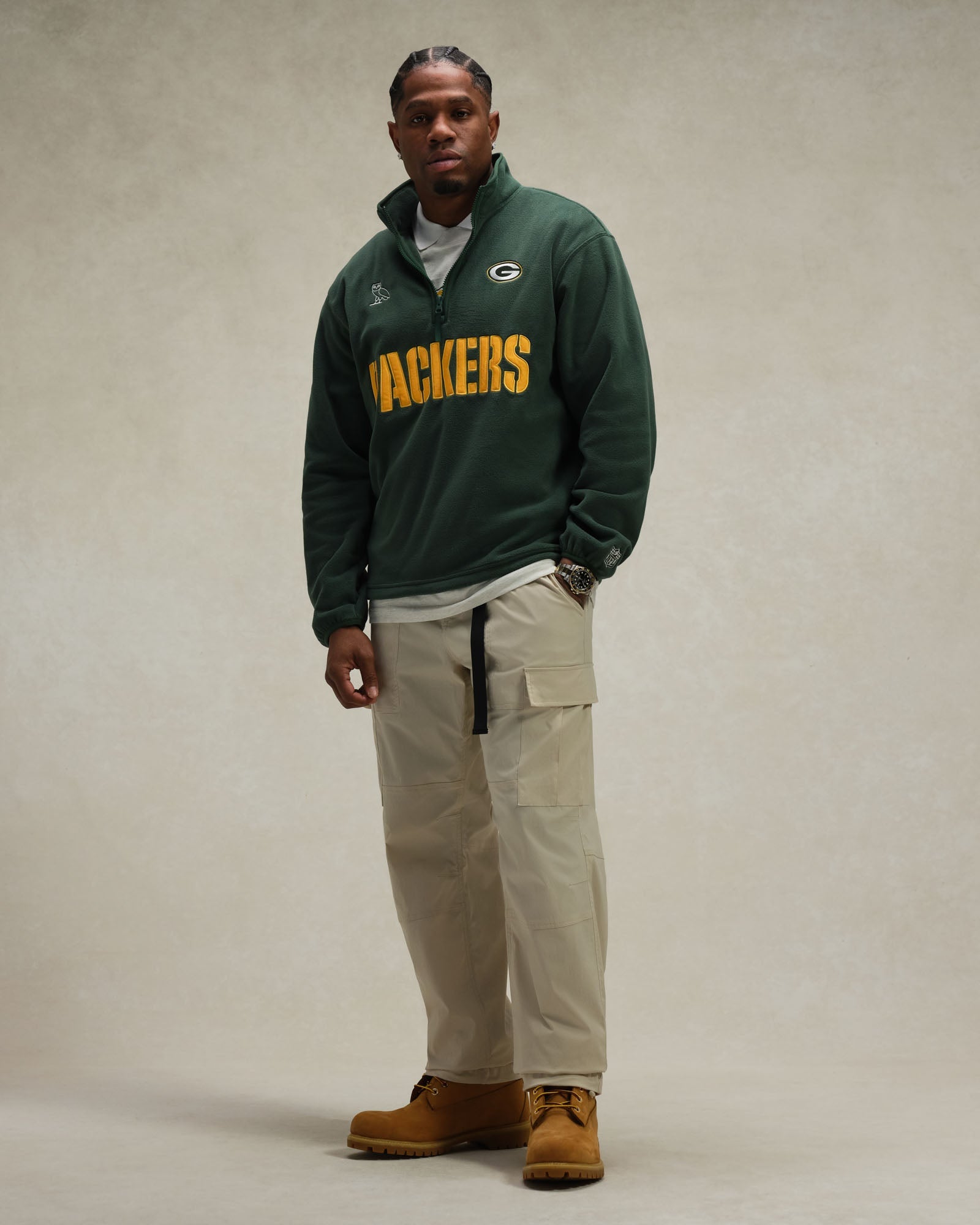 NFL Green Bay Packers Polartec® Mock Neck Quarter-Zip Fleece - Green IMAGE #2