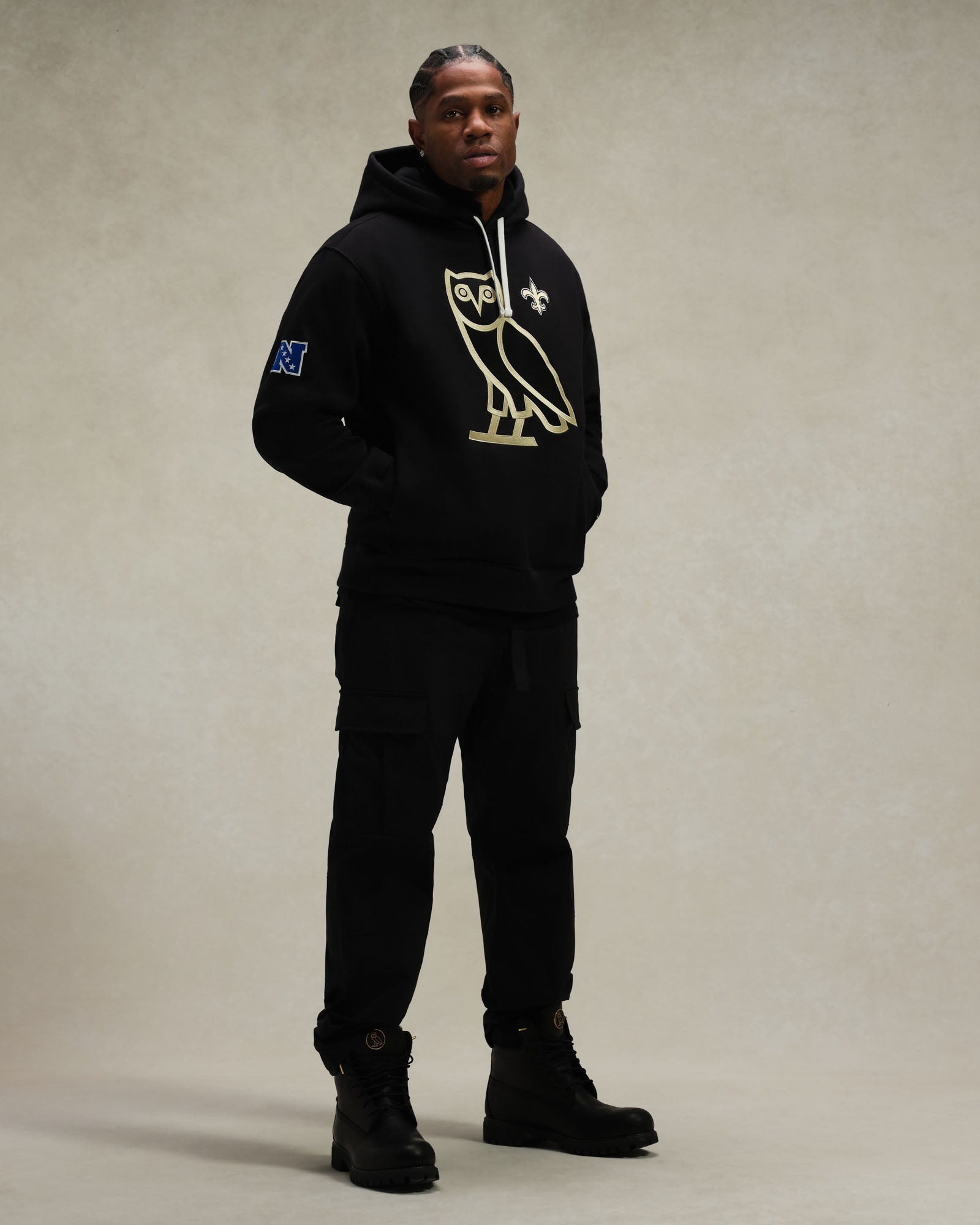 NFL New Orleans Saints Icon Team Hoodie - Black IMAGE #3