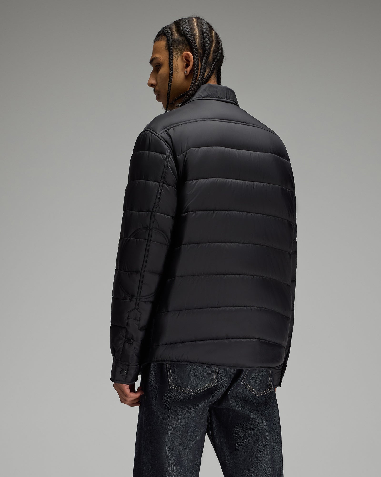 Nylon Quilted Shirt Jacket - Black IMAGE #5