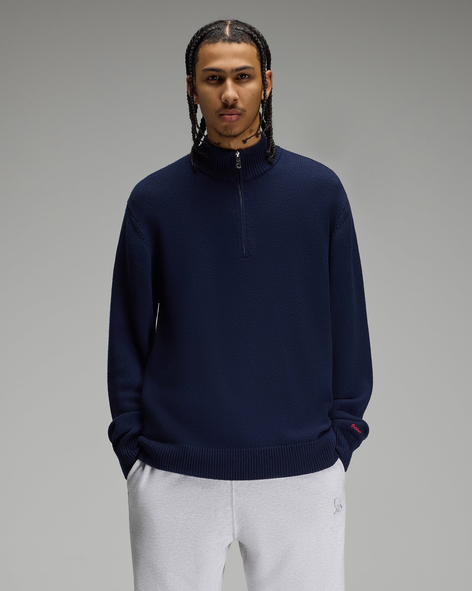 Quarter-Zip Sweater - Navy IMAGE #3