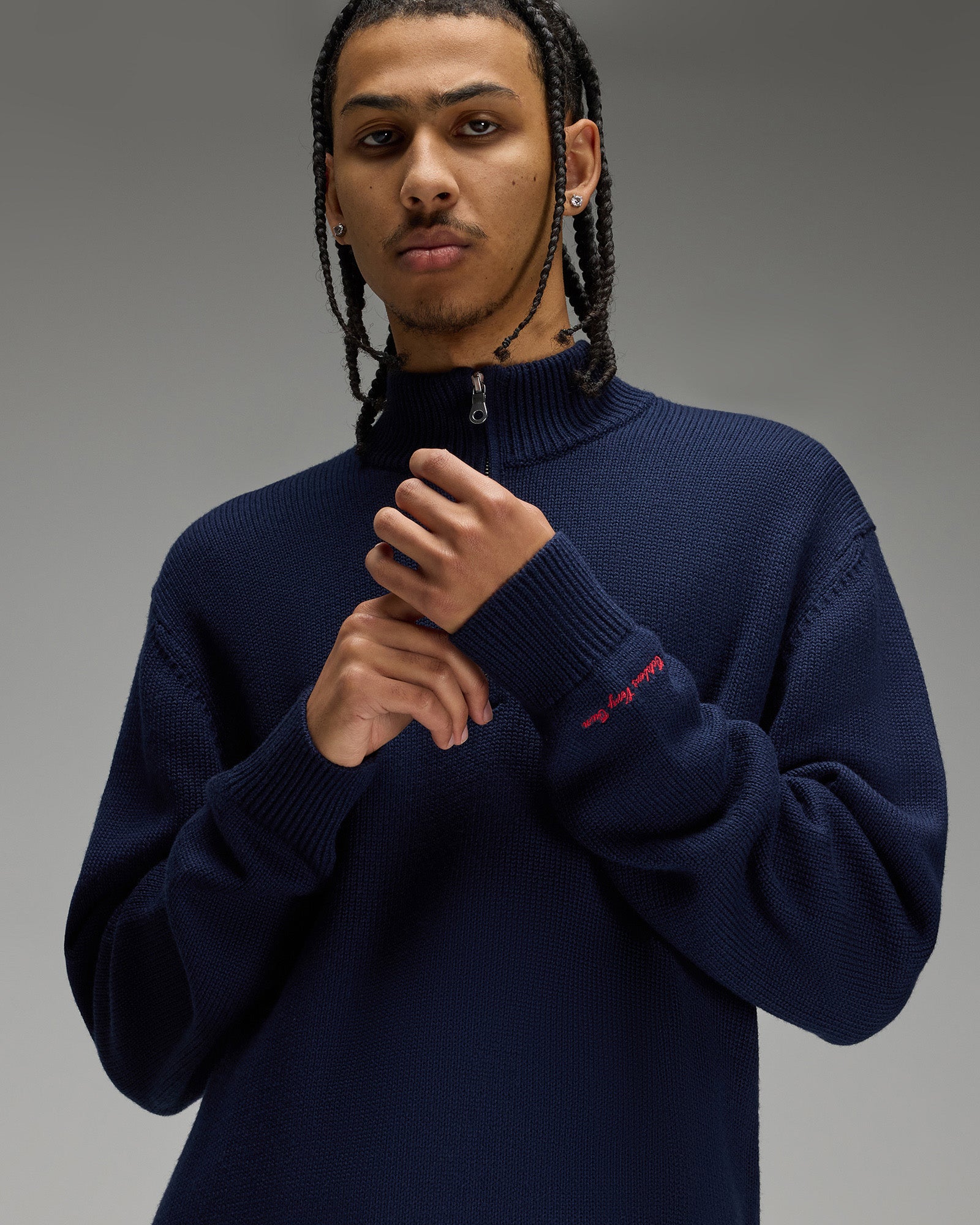 Quarter-Zip Sweater - Navy IMAGE #6