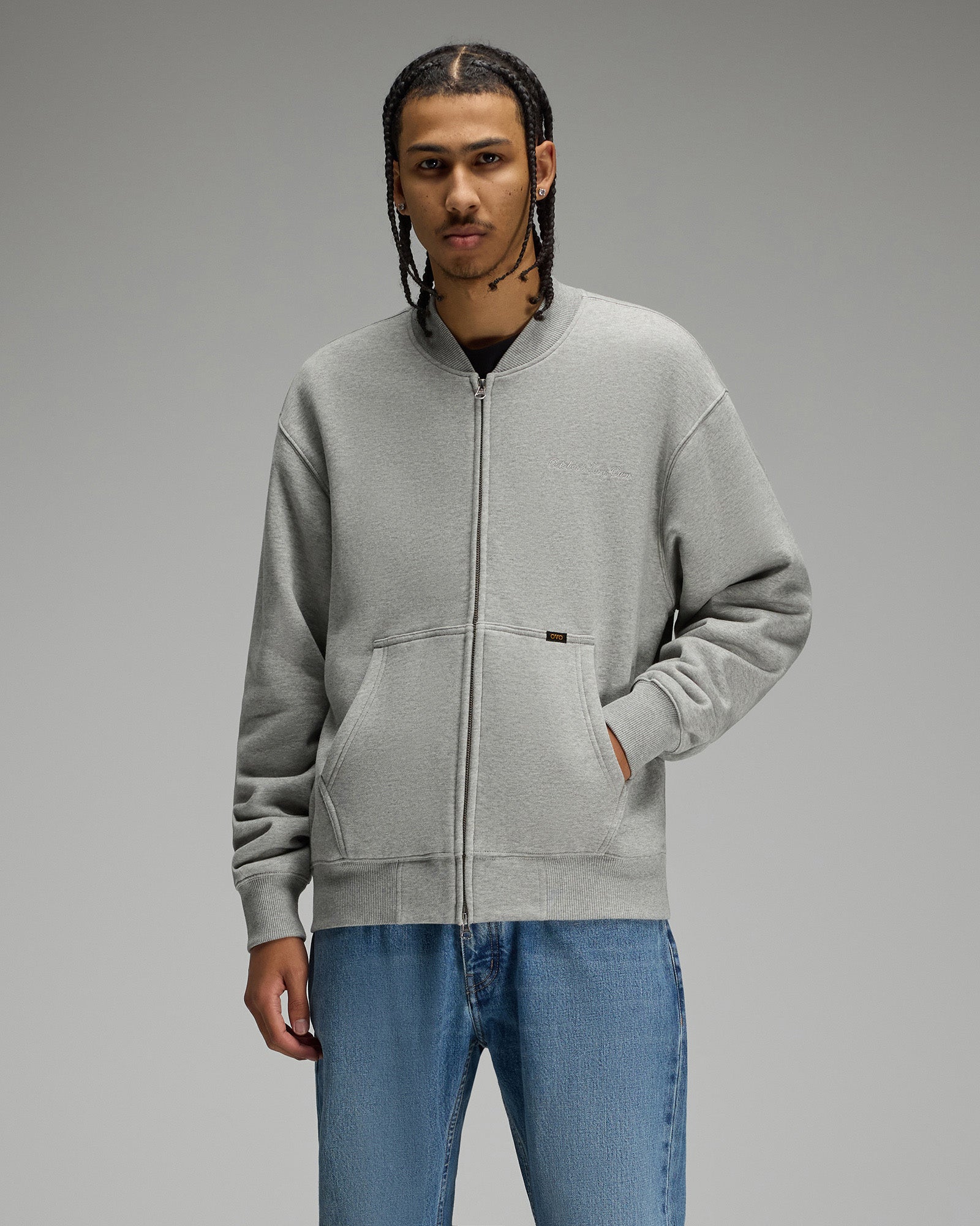 Waffle-Lined Track Jacket - Heather Grey IMAGE #3