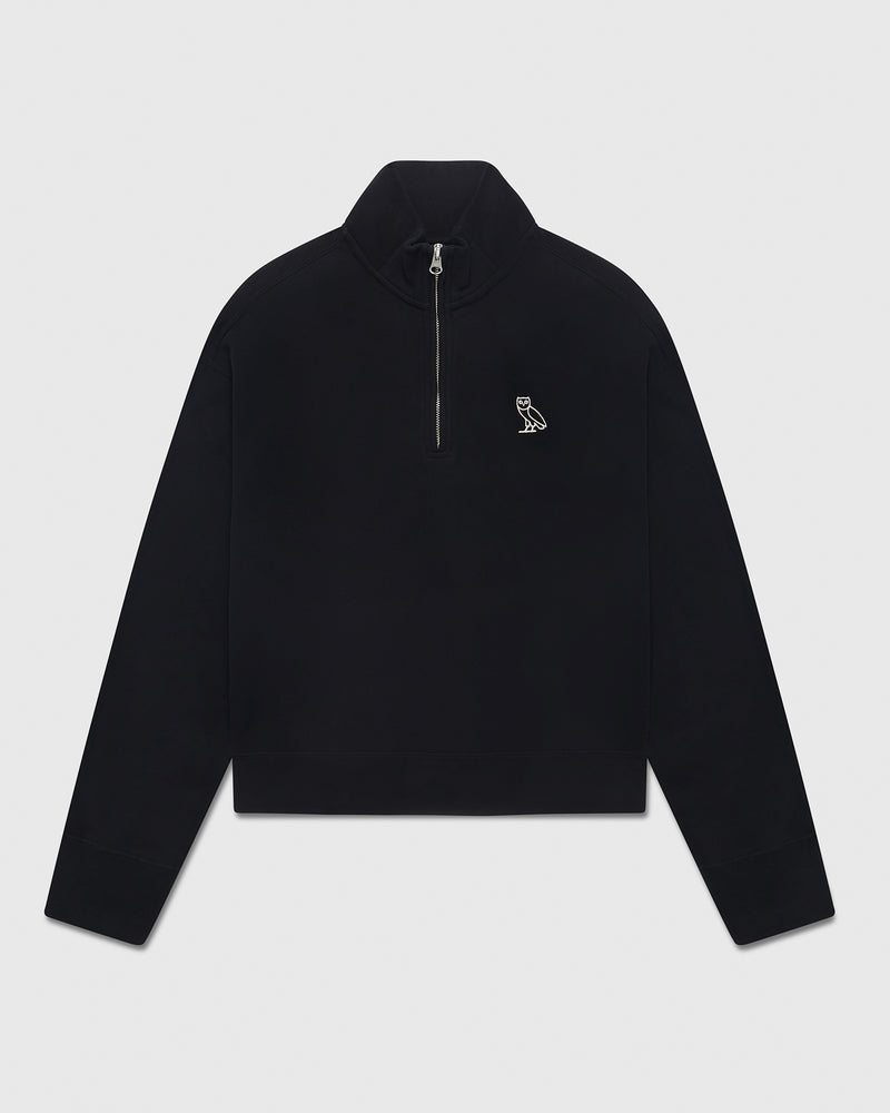 Relaxed-Fit Quarter-Zip Mockneck - Black