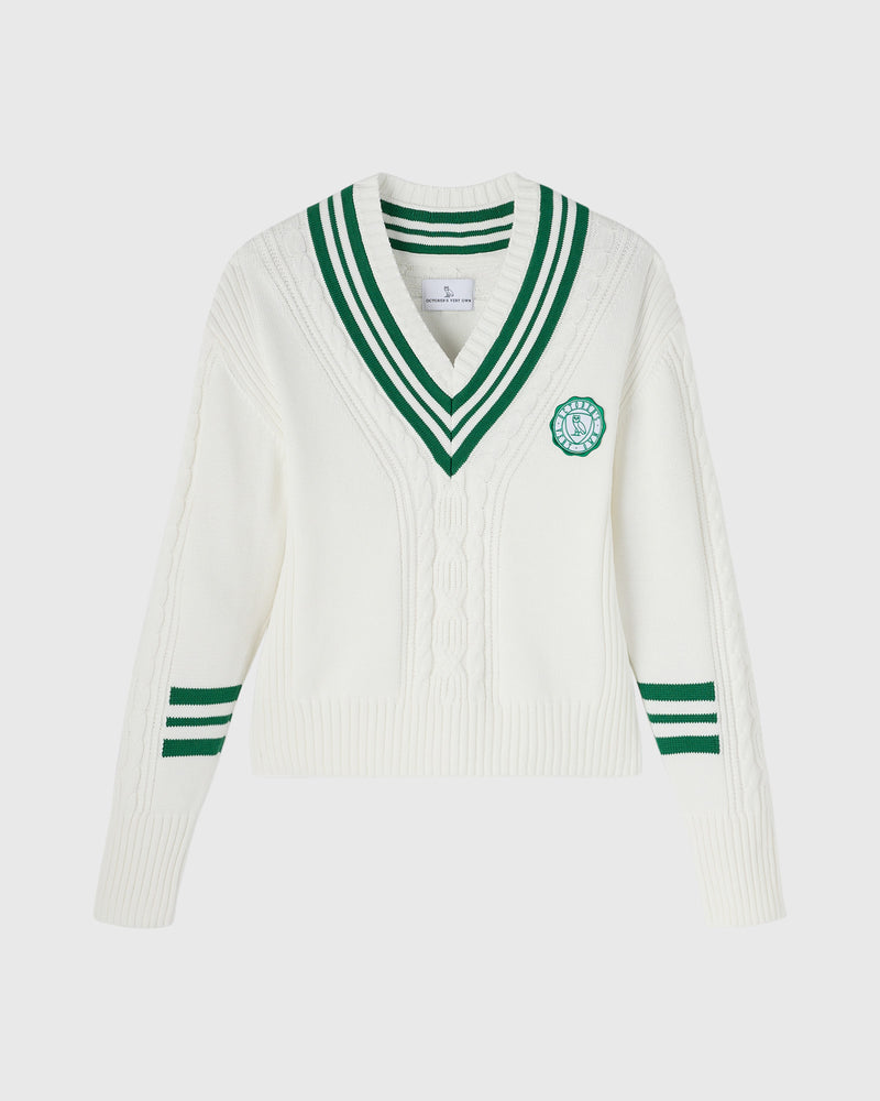 Athletics Club Cable Knit Sweater - White