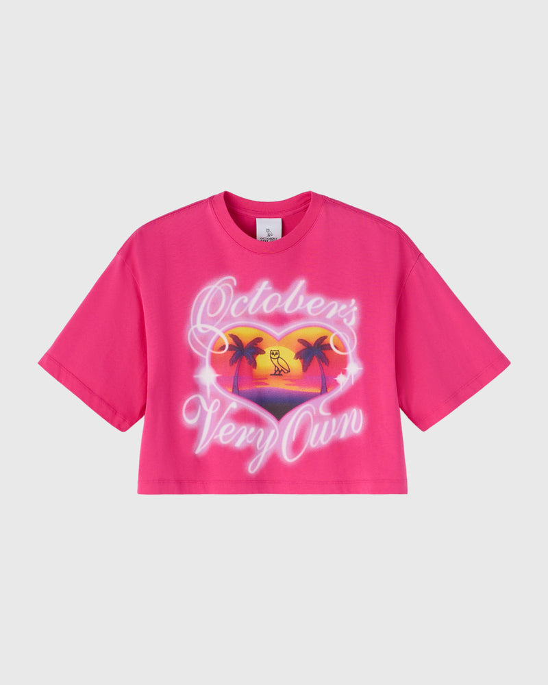 Vacation Cropped T-Shirt - Fuchsia