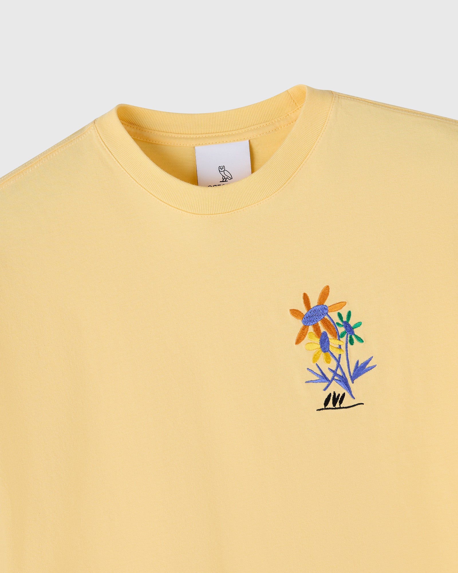 Brush Stroke Flower Cropped T-Shirt - Yellow IMAGE #2