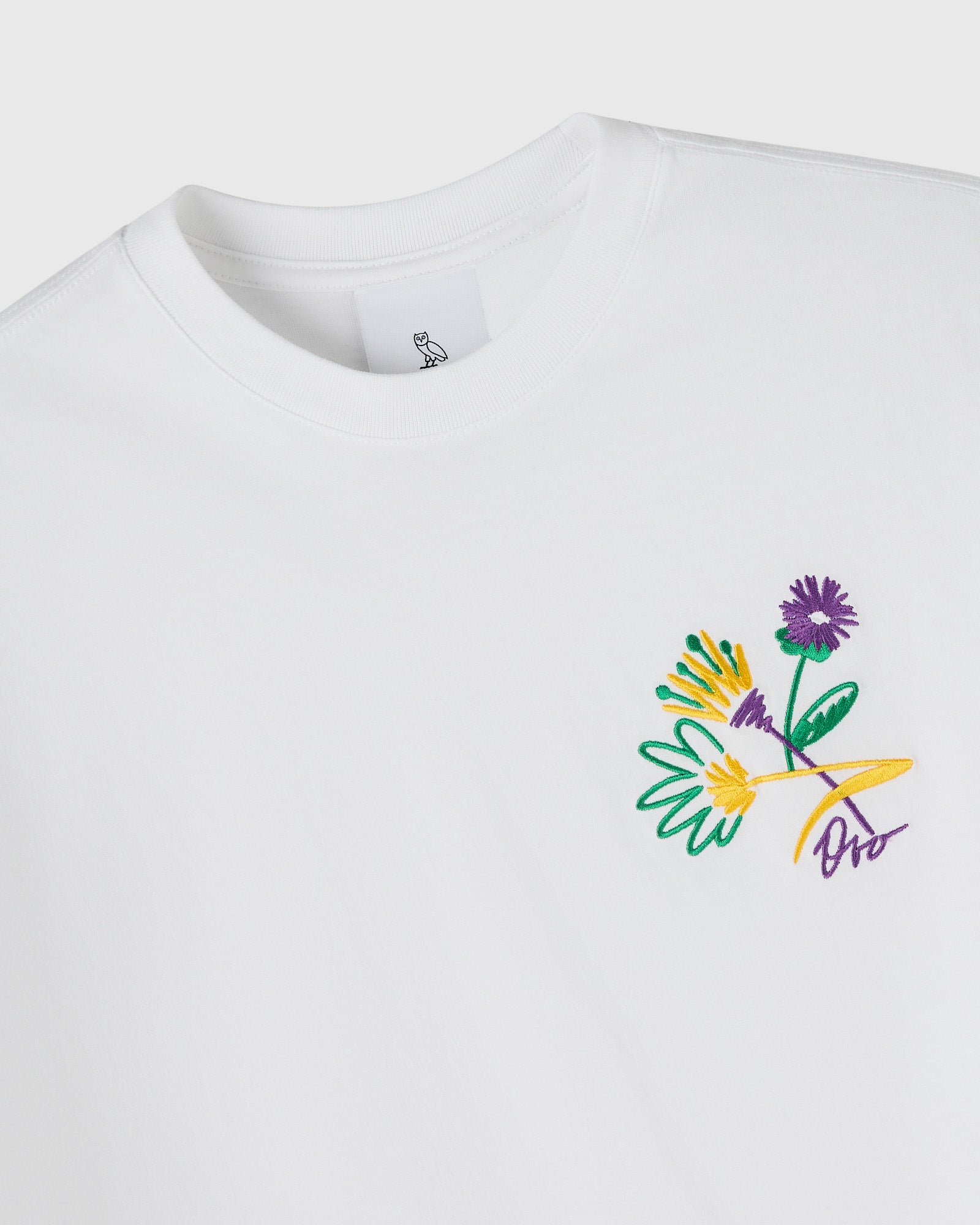 Brush Stroke Flower Cropped T-Shirt - White IMAGE #4