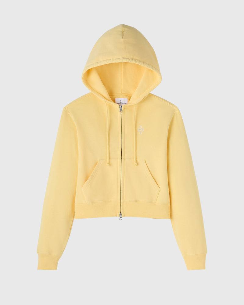 Pom Pom Full-Zip Hoodie - Yellow