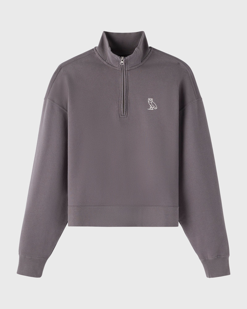 Relaxed-Fit Quarter-Zip Mockneck Sweatshirt - Granite