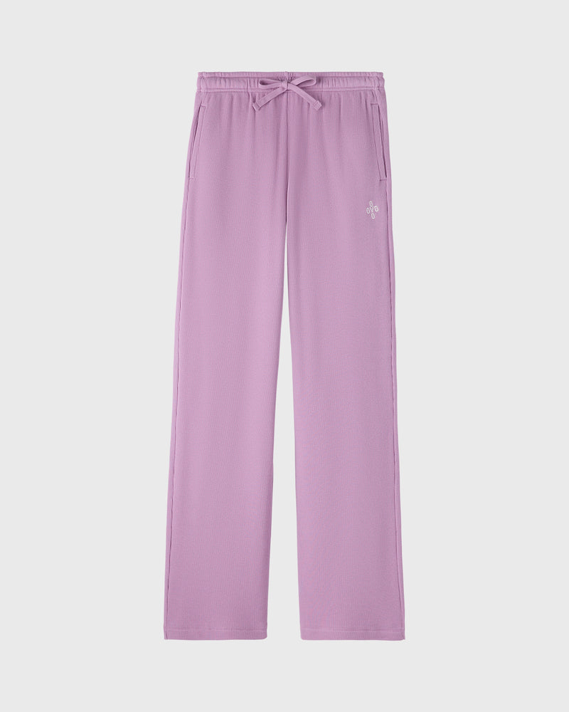 Pom Pom Waffle Open-Hem Sweatpant - Lavender