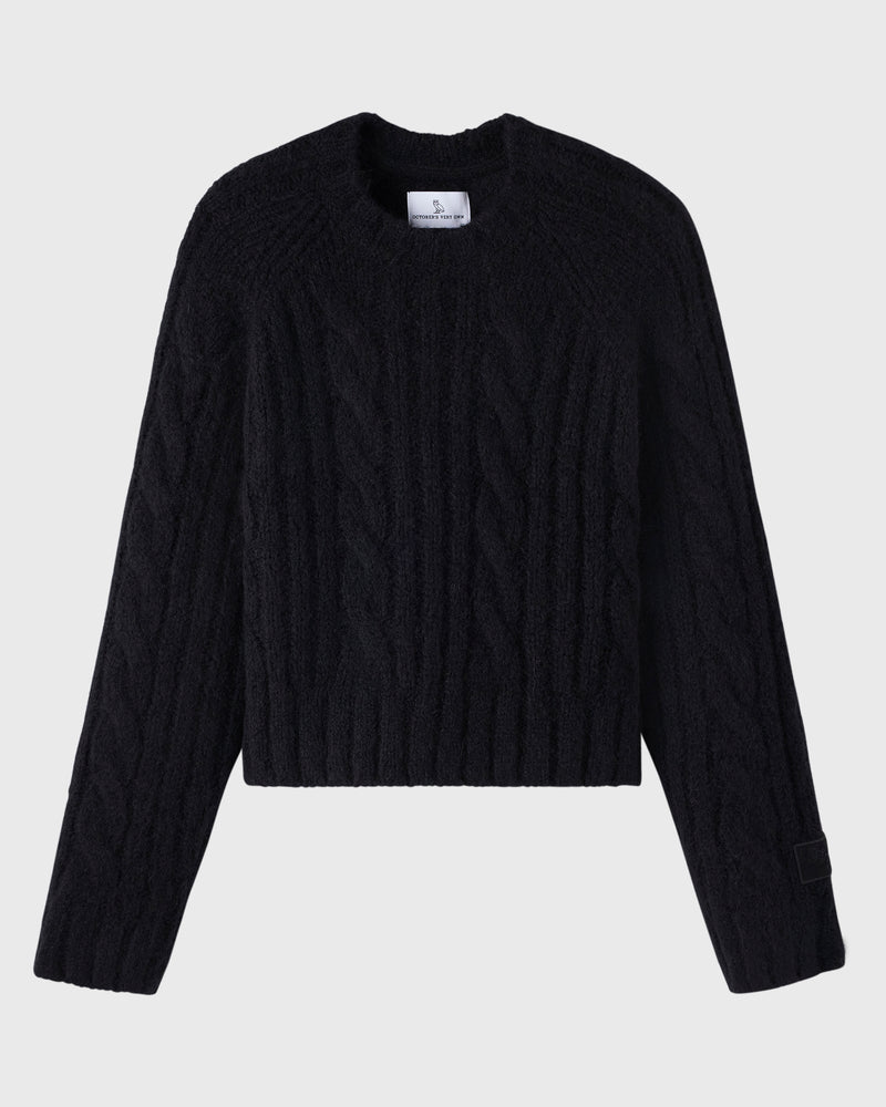 Cropped Cableknit Sweater - Black