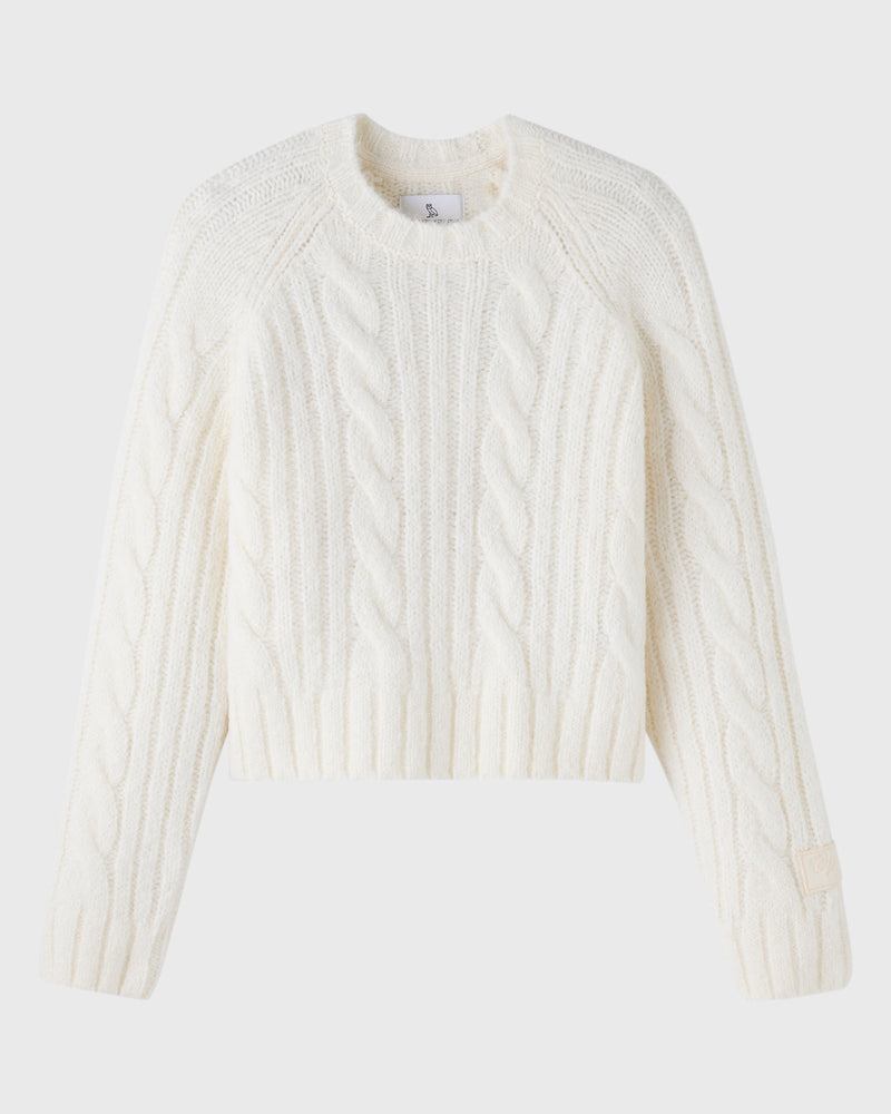 Cropped Cableknit Sweater - Cream