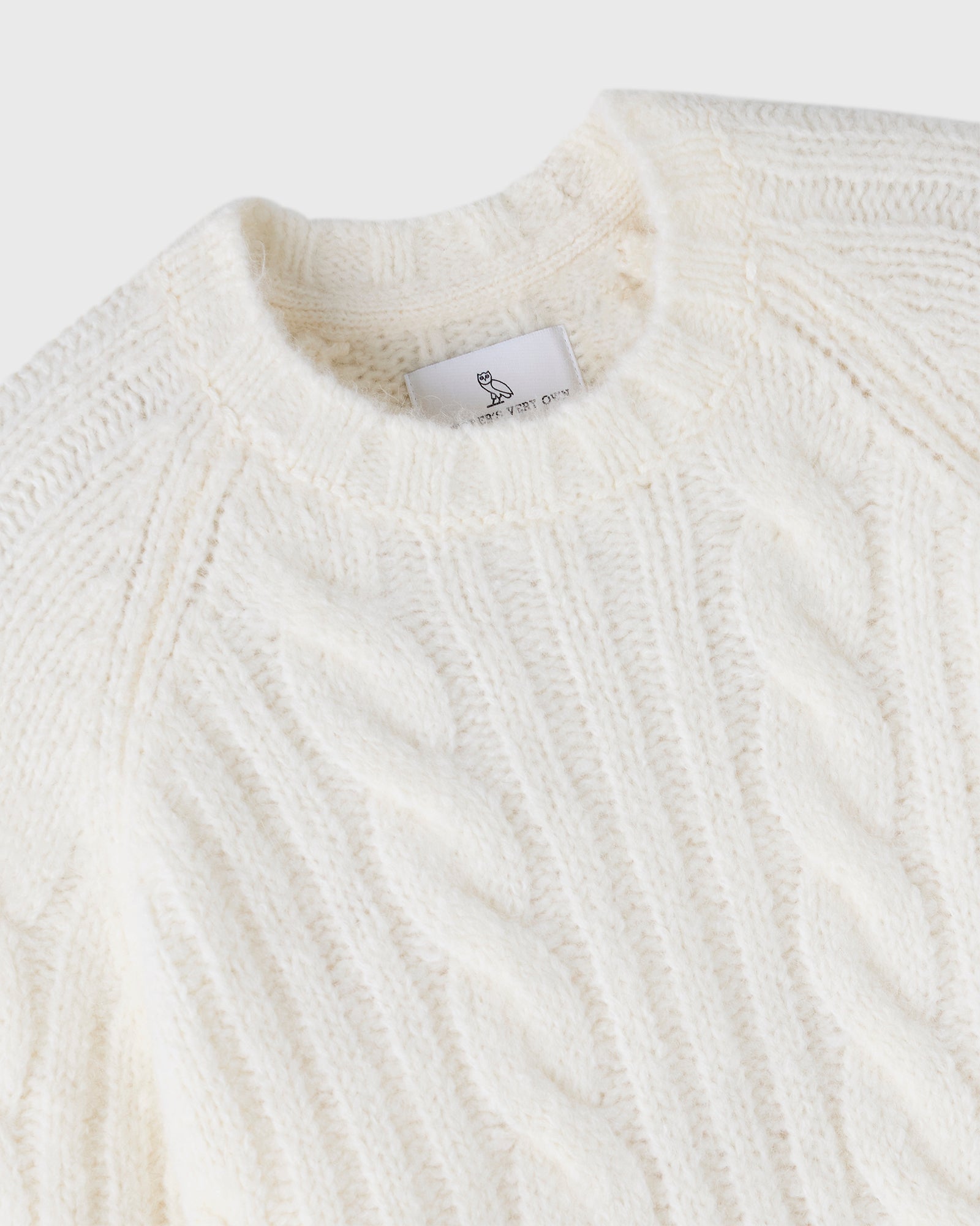 Cropped Cableknit Sweater - Cream IMAGE #6