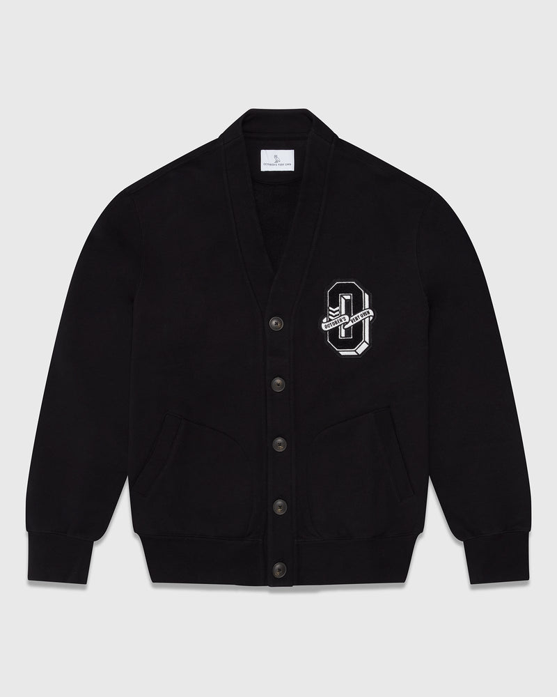 Varsity O Fleece Cardigan - Black