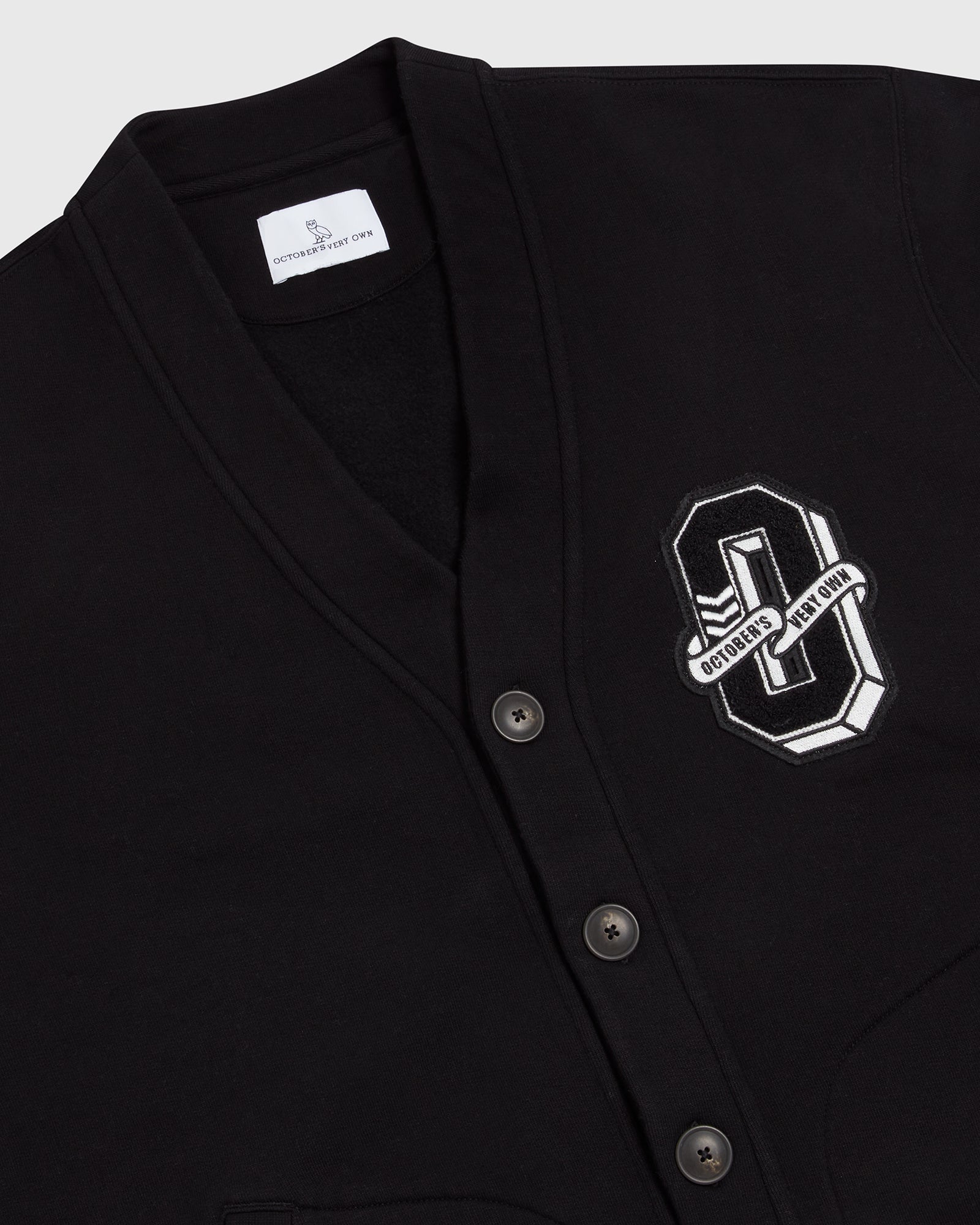 Varsity O Fleece Cardigan - Black IMAGE #2