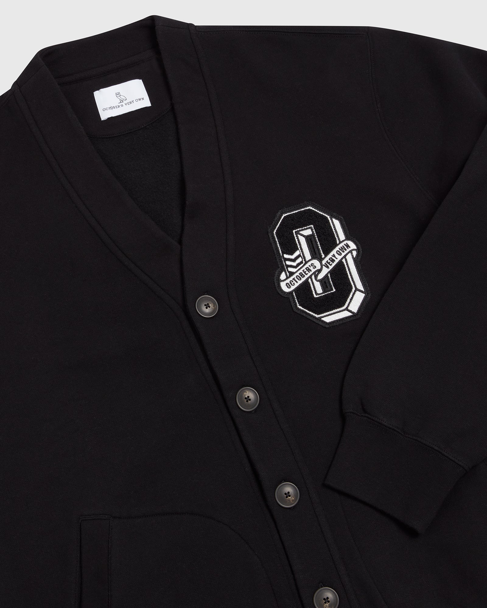 Varsity O Fleece Cardigan - Black IMAGE #4