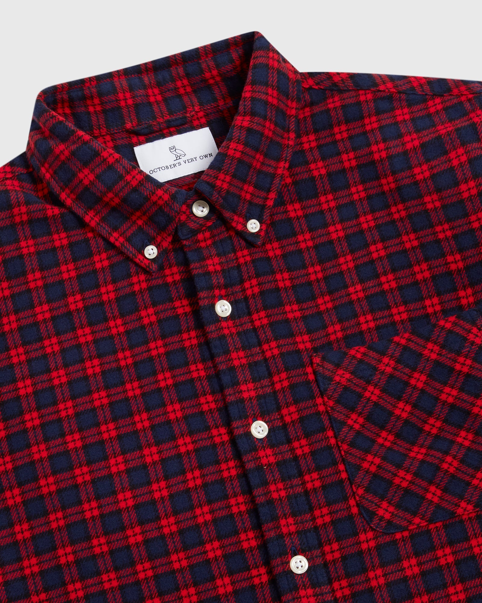 Plaid Pom Pom Flannel Shirt - Red/Black IMAGE #3