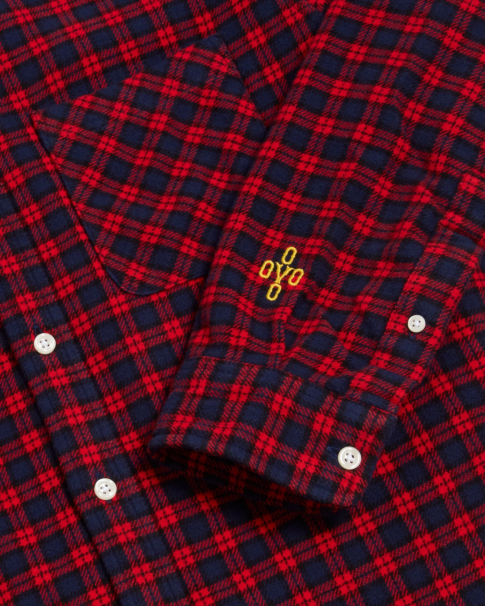 Plaid Pom Pom Flannel Shirt - Red/Black IMAGE #4