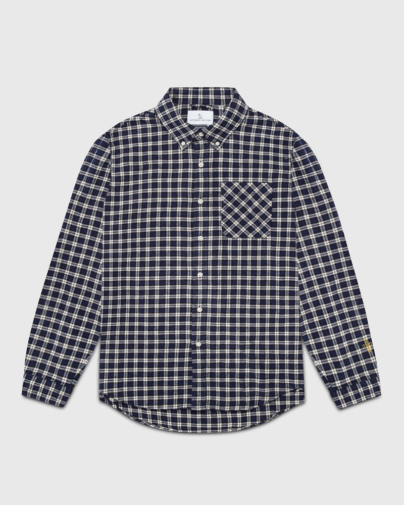 Plaid Pom Pom Flannel Shirt - White/Black