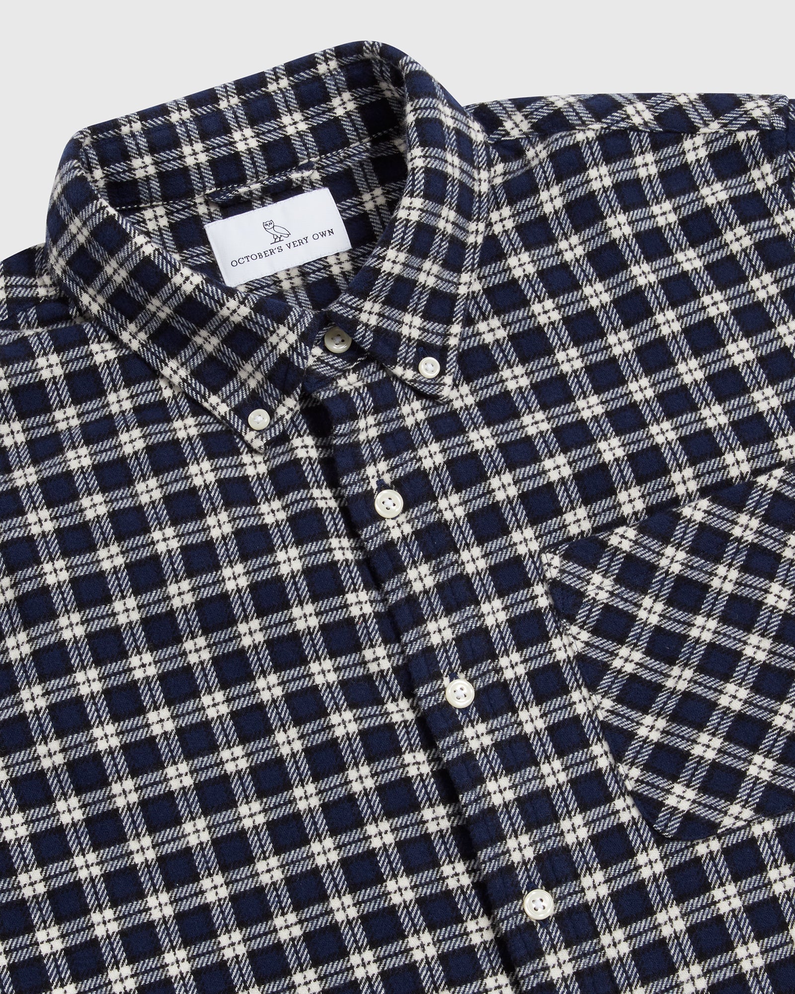 Plaid Pom Pom Flannel Shirt - White/Black IMAGE #3