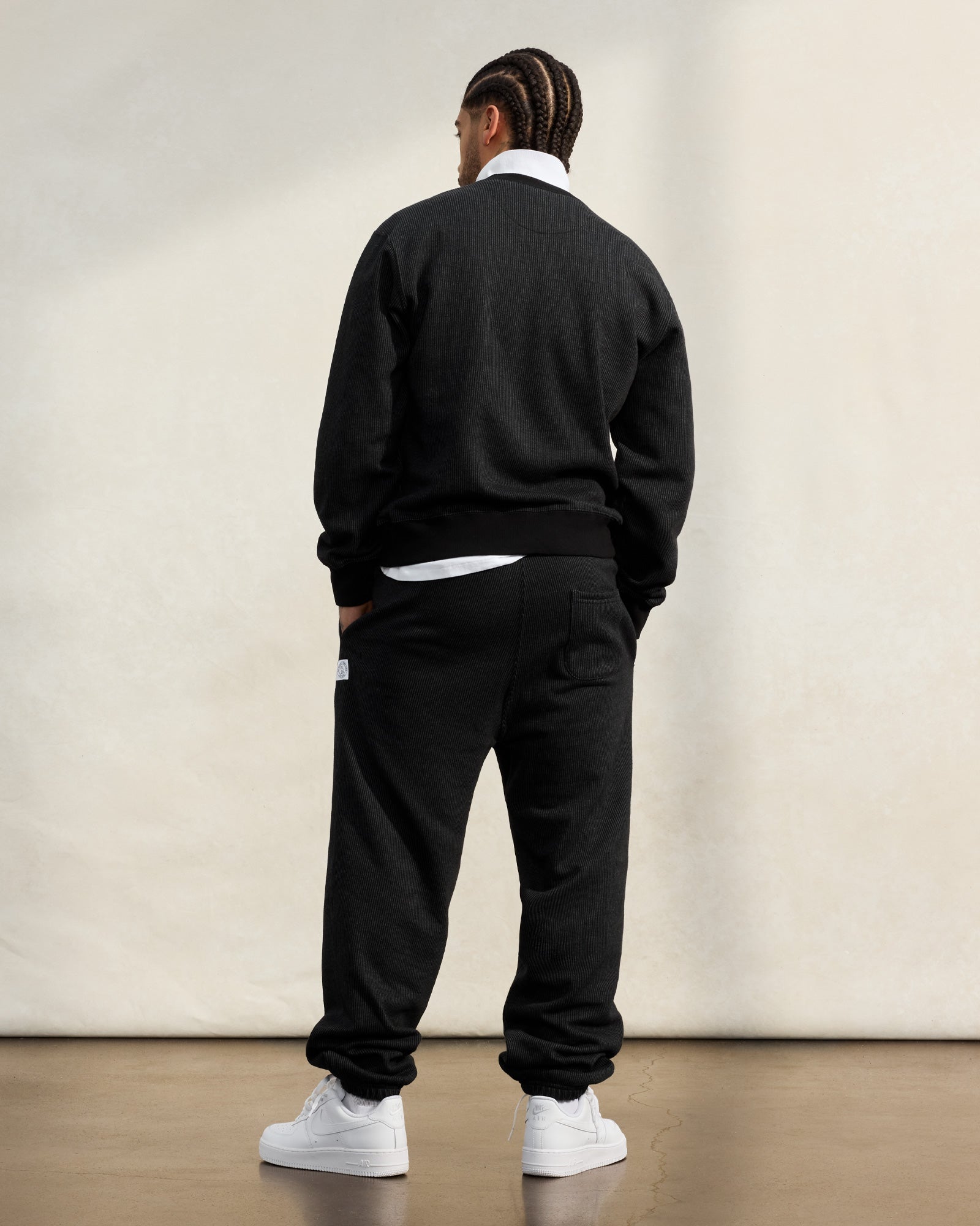 Seersucker Fleece Relaxed Fit Sweatpant - Black/Charcoal IMAGE #3