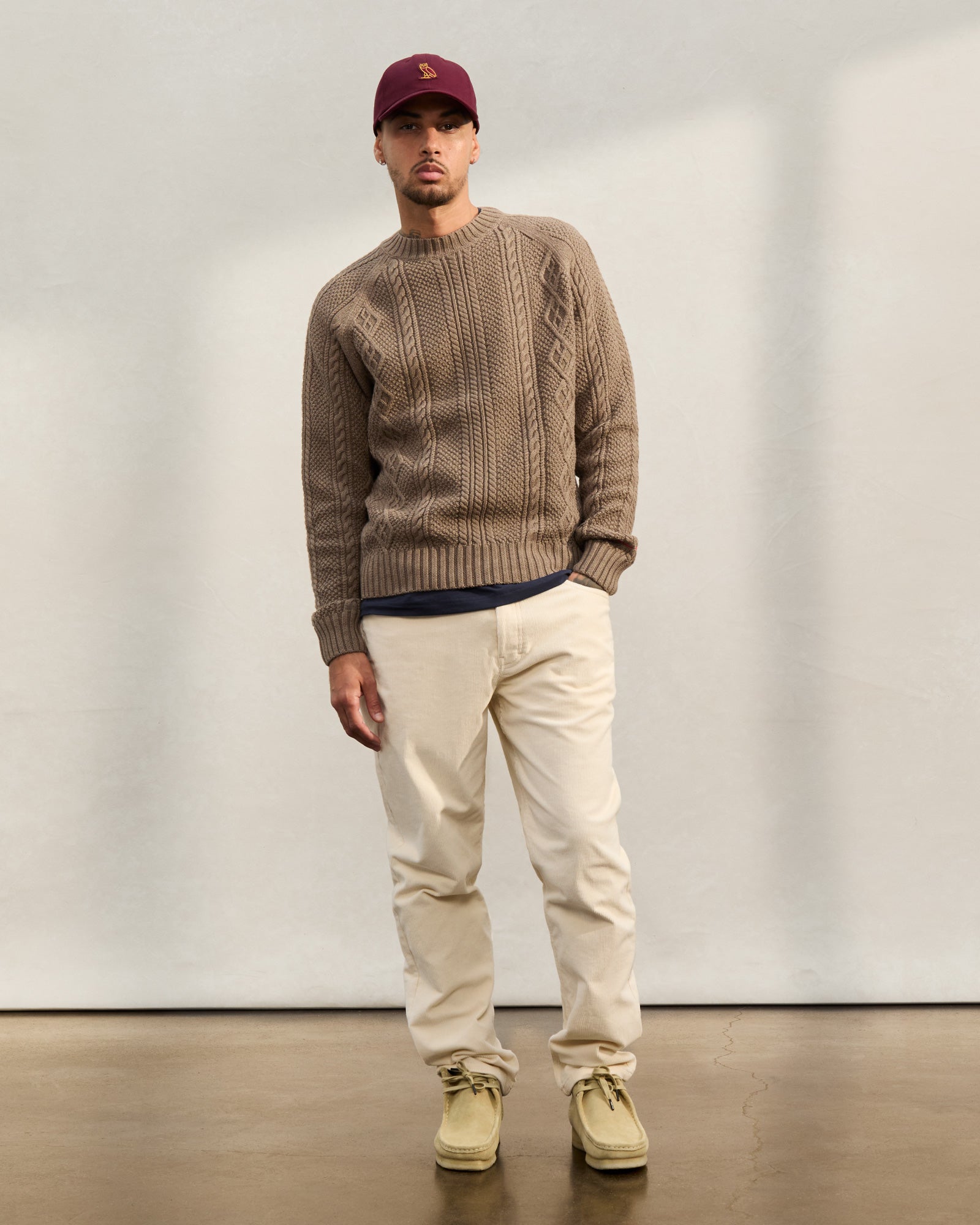 Cable Knit Sweater - Taupe IMAGE #3