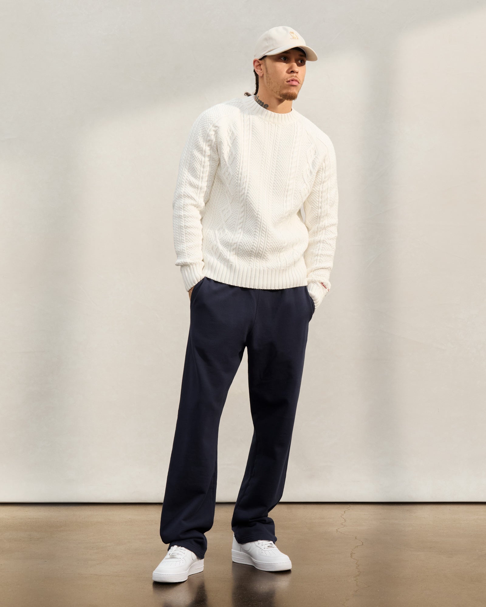 Cable Knit Sweater - White IMAGE #3