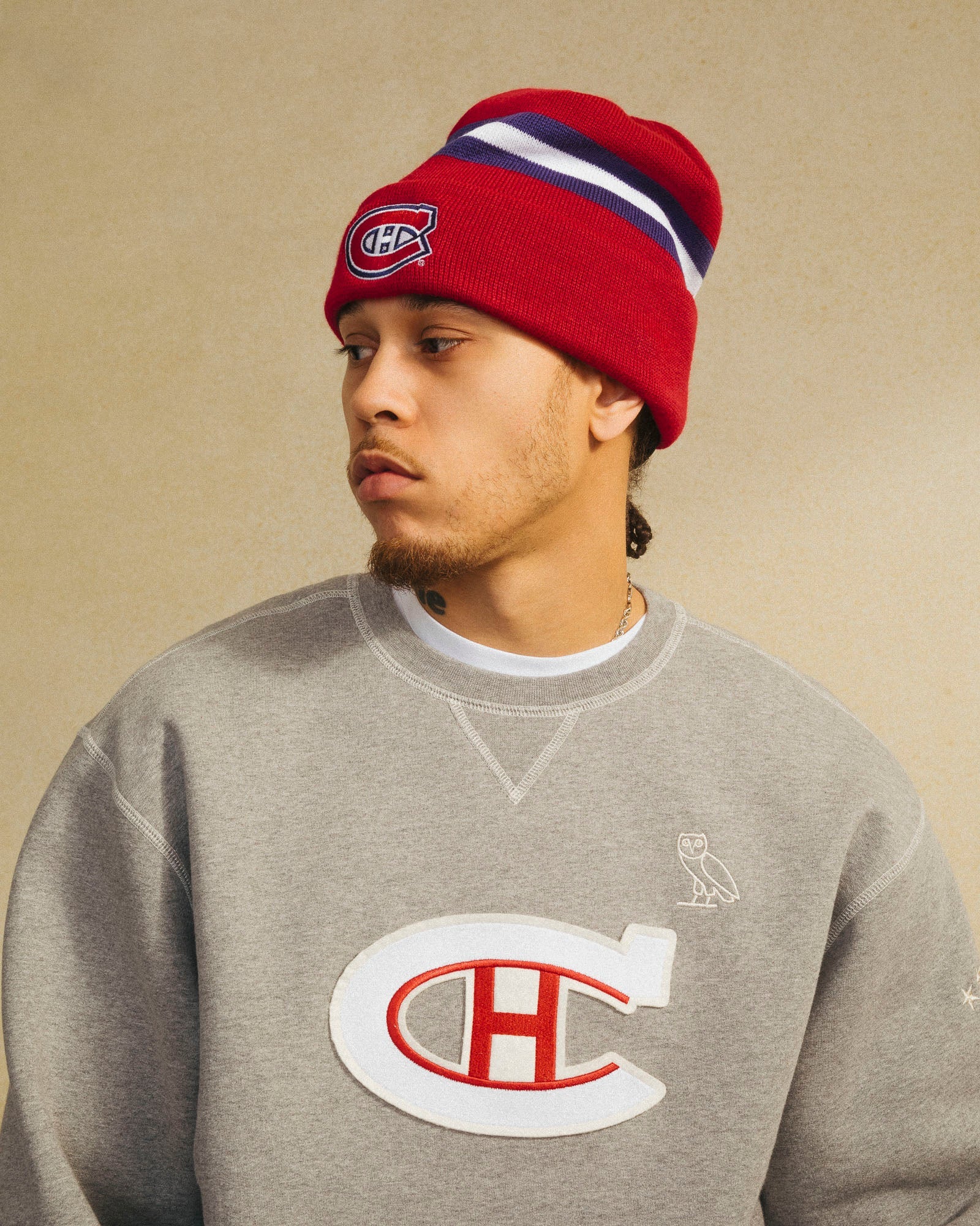 Montreal Canadiens Crewneck - Heather Grey IMAGE #2