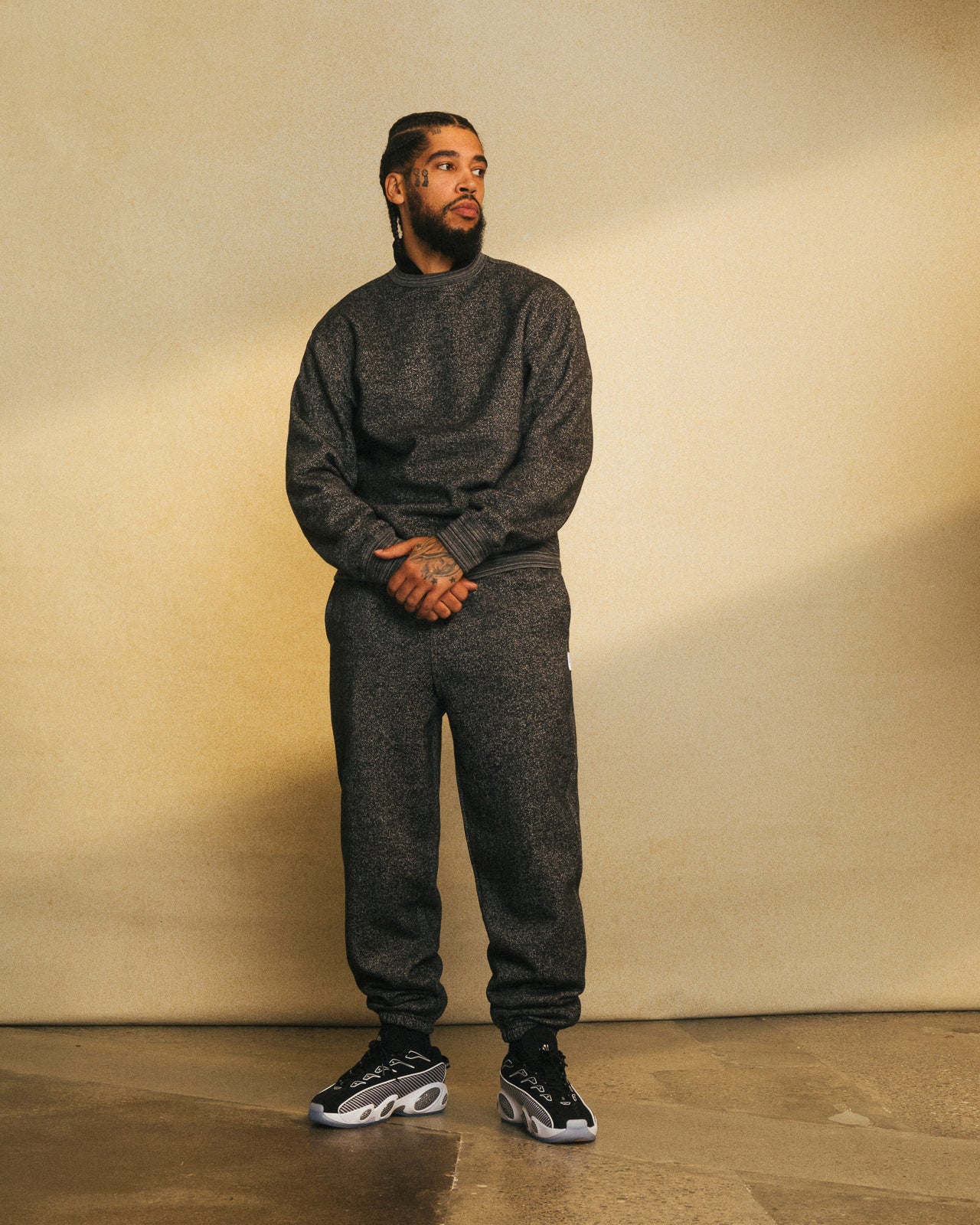 Speckle Fleece Relaxed Fit Sweatpant - Black IMAGE #2