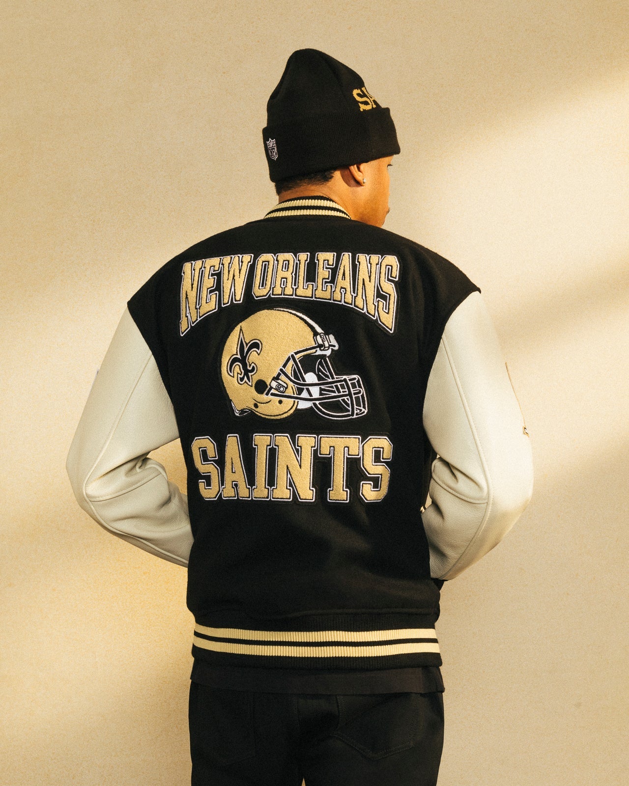 NFL New Orleans Saints Varsity Jacket - Black IMAGE #3
