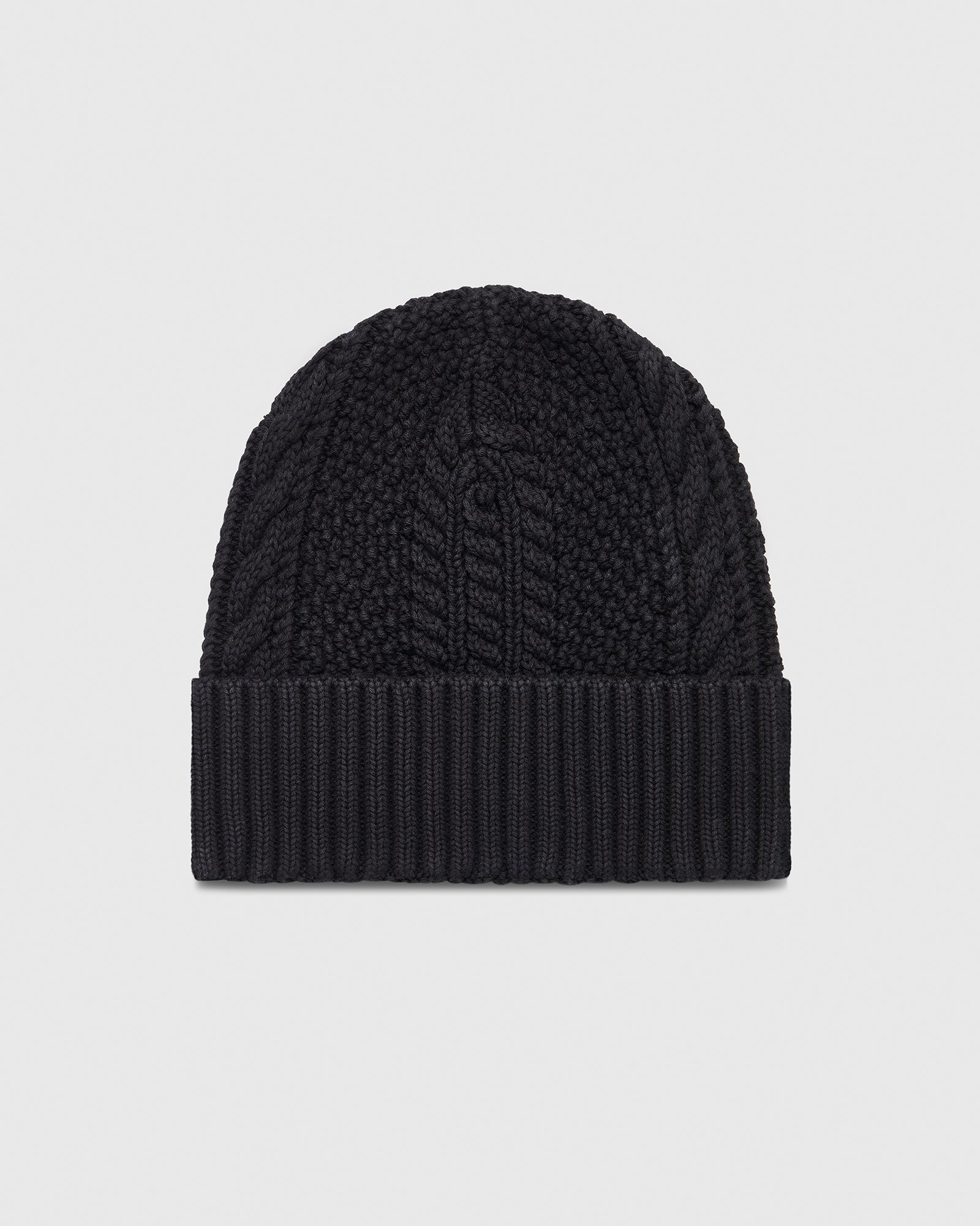 Cable Knit Beanie - Black IMAGE #2