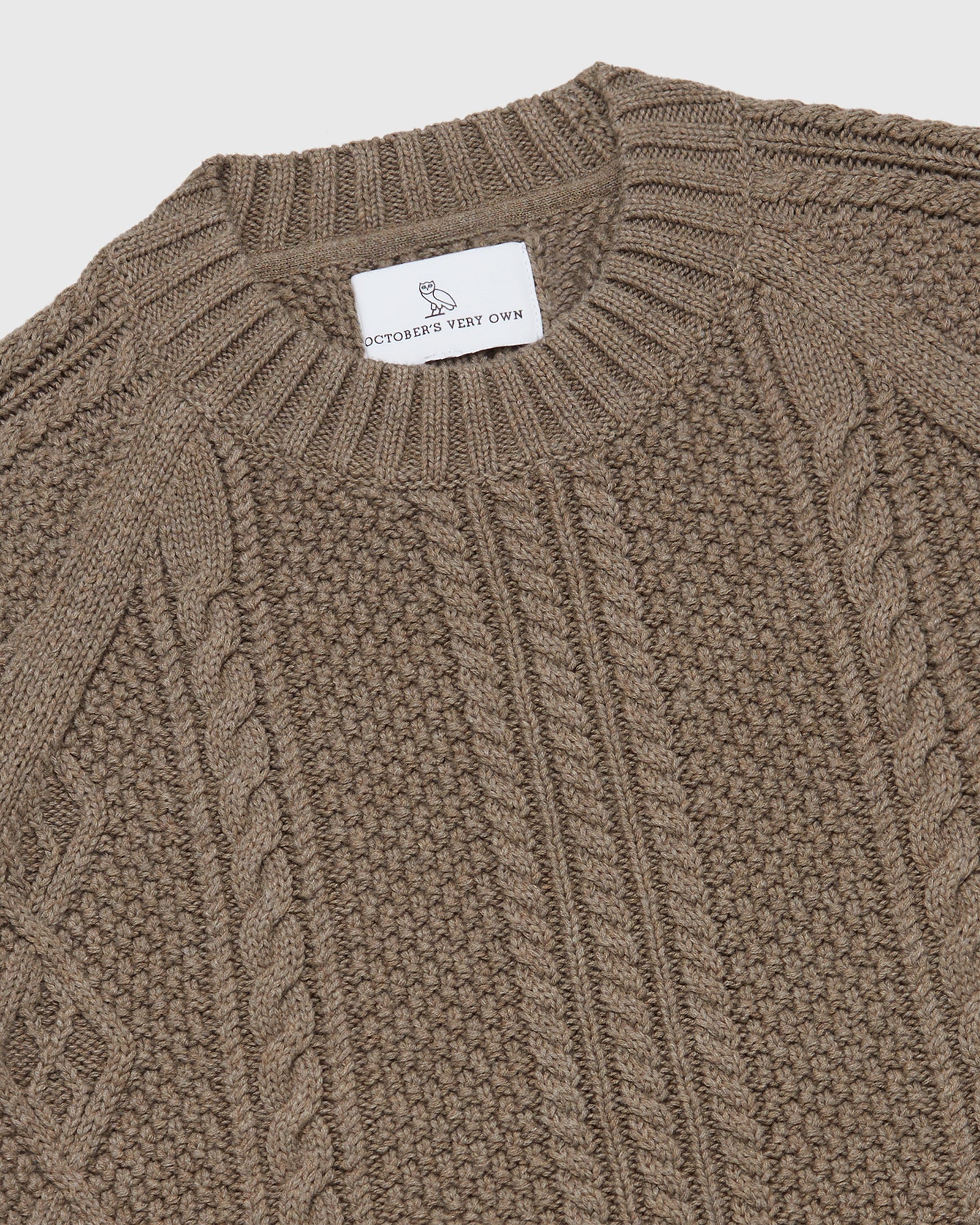 Cable Knit Sweater - Taupe IMAGE #4