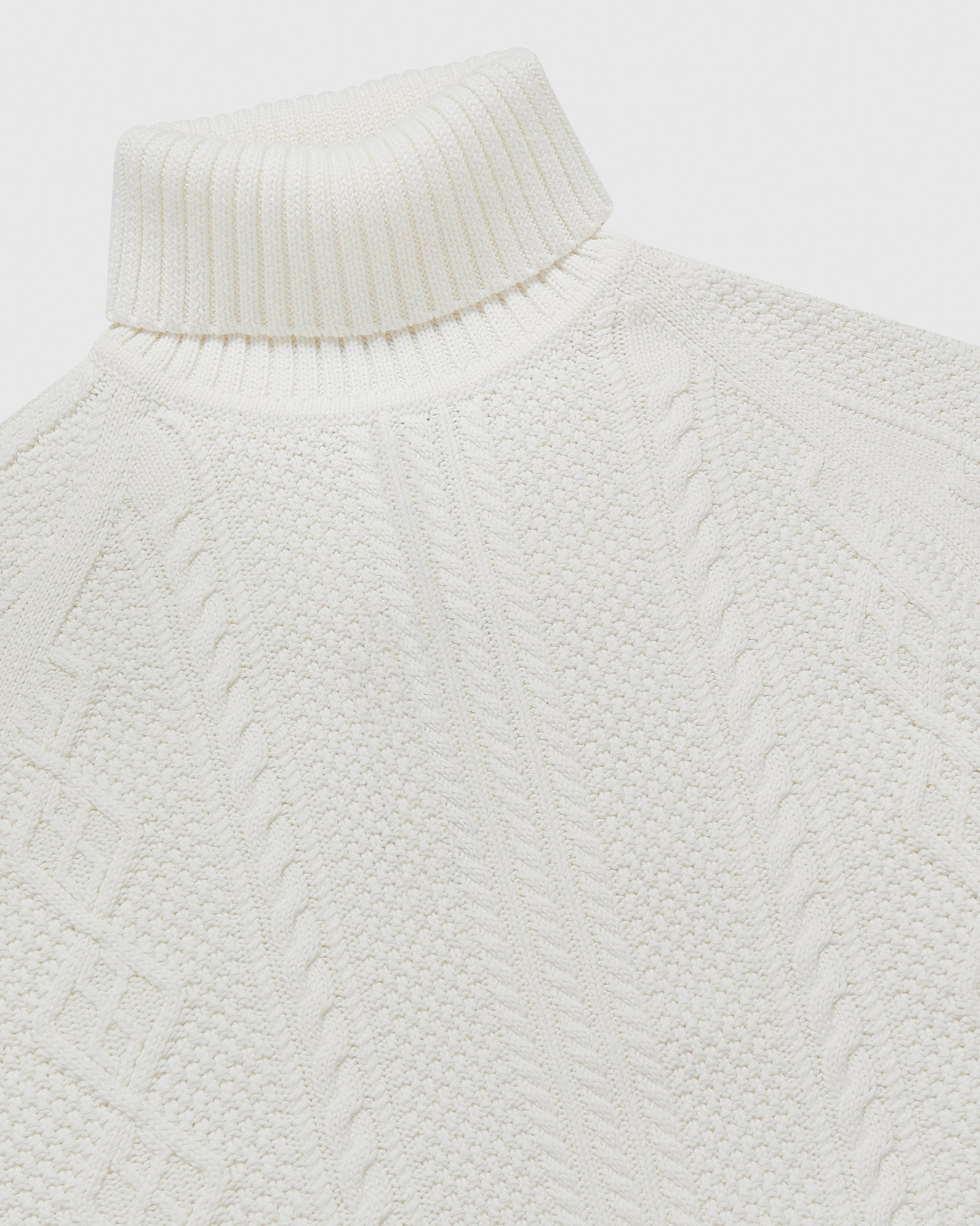Cable Knit Turtleneck Sweater - Off White IMAGE #3