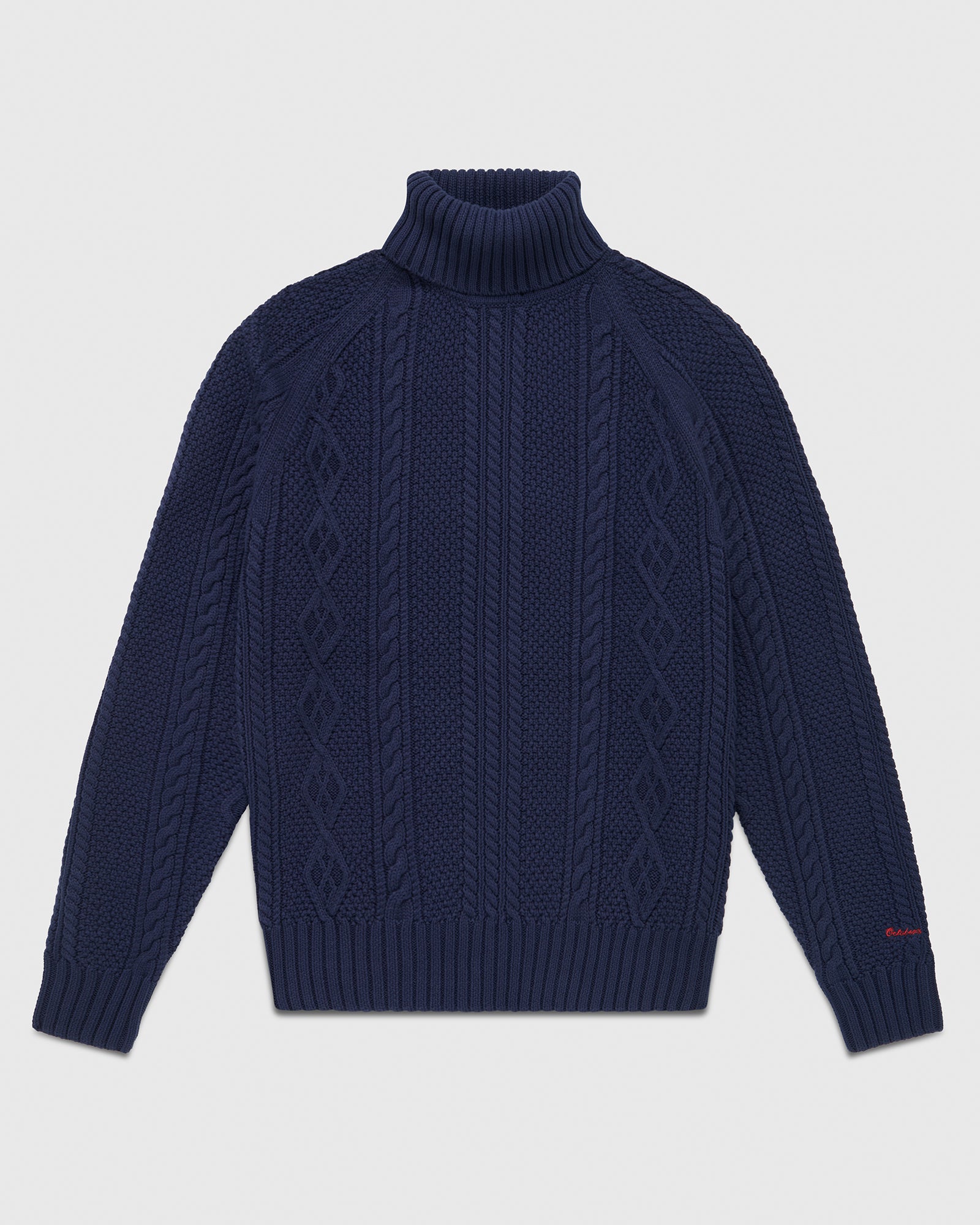 Cable Knit Turtleneck Sweater - Navy IMAGE #1