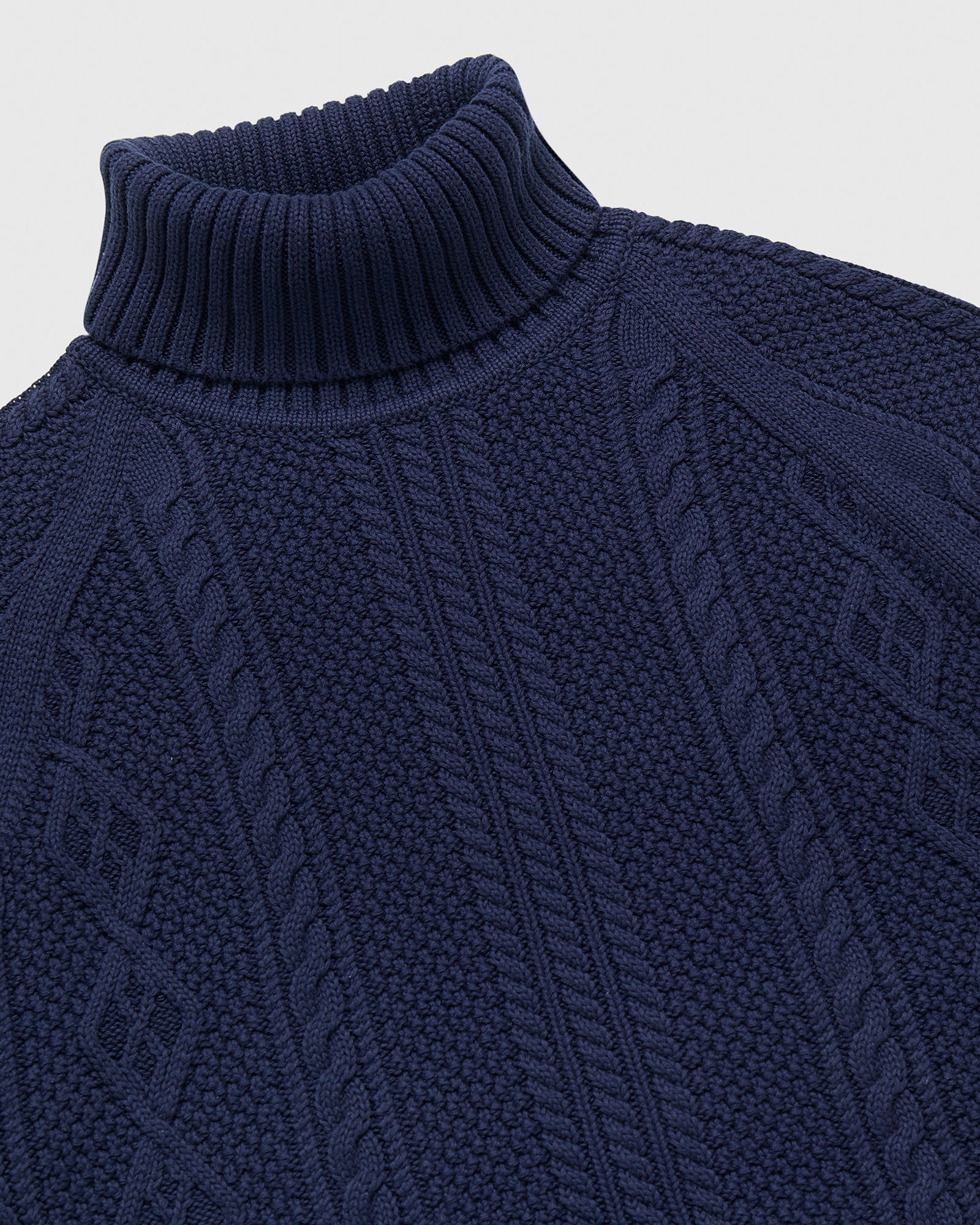 Cable Knit Turtleneck Sweater - Navy IMAGE #4