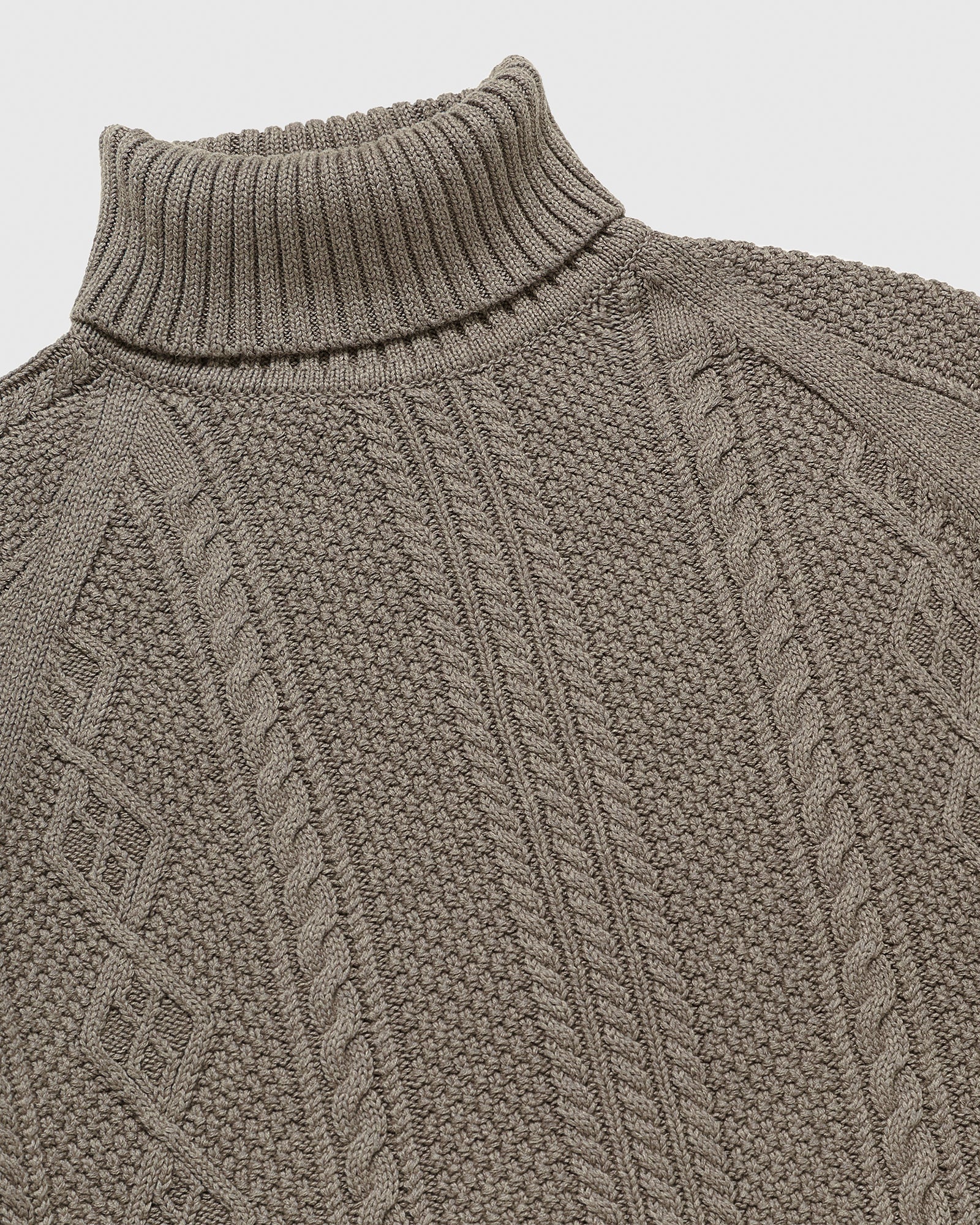Cable Knit Turtleneck Sweater - Taupe IMAGE #4