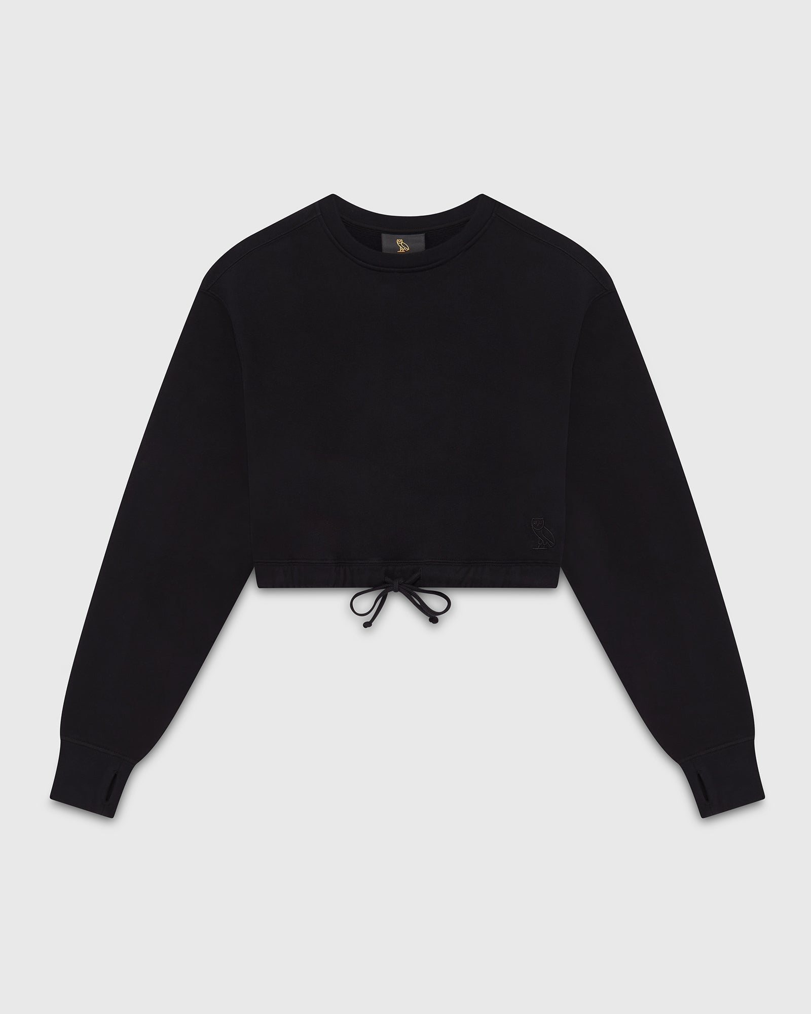 Cropped Crewneck Sweatshirt - Black IMAGE #1