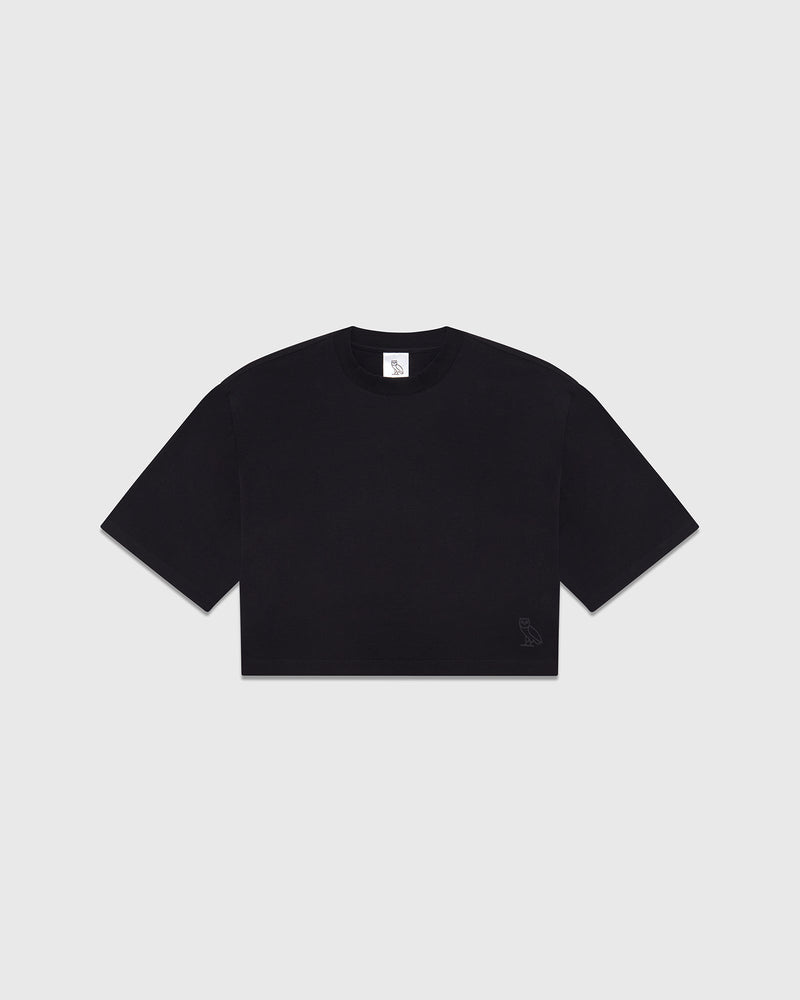 Cropped Shortsleeve T-Shirt - Black