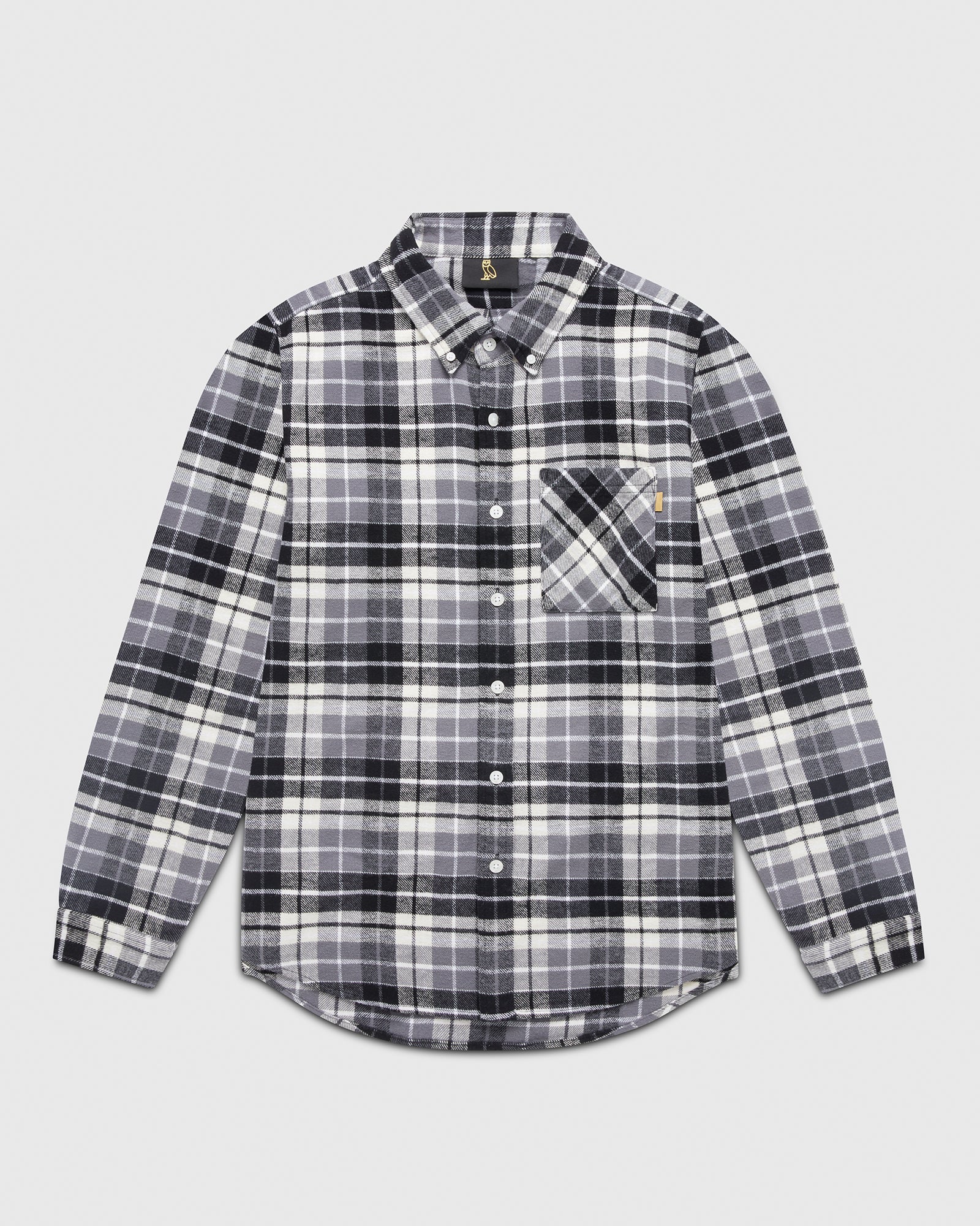 Plaid Flannel Shirt - Black IMAGE #1