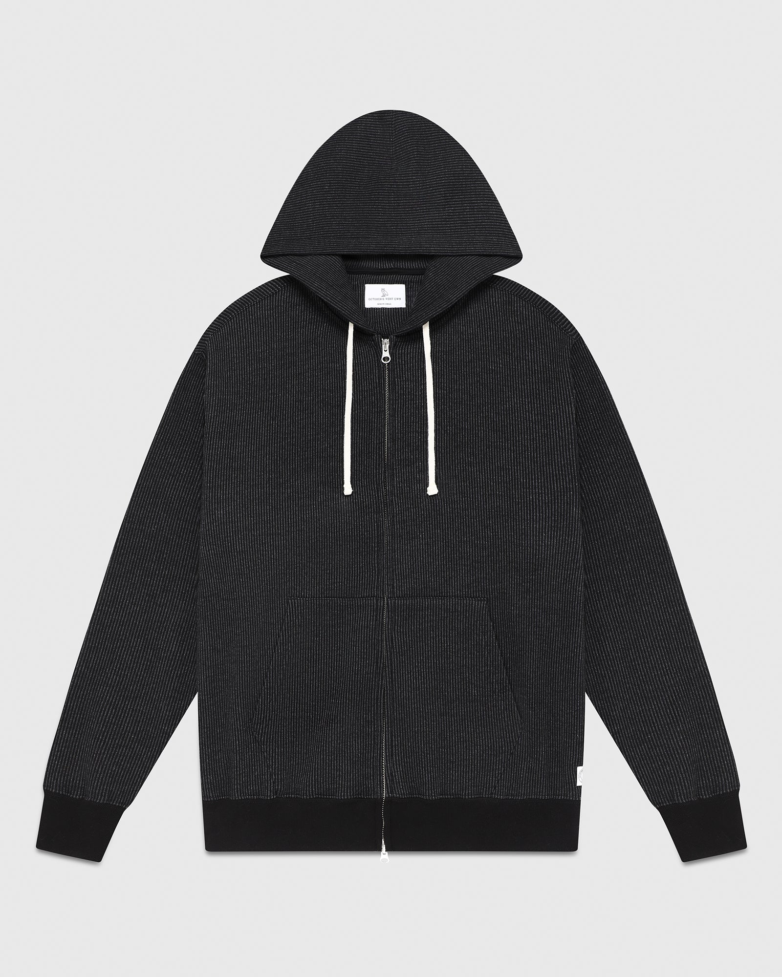 Seersucker Fleece Full Zip Hoodie - Black/Charcoal IMAGE #1