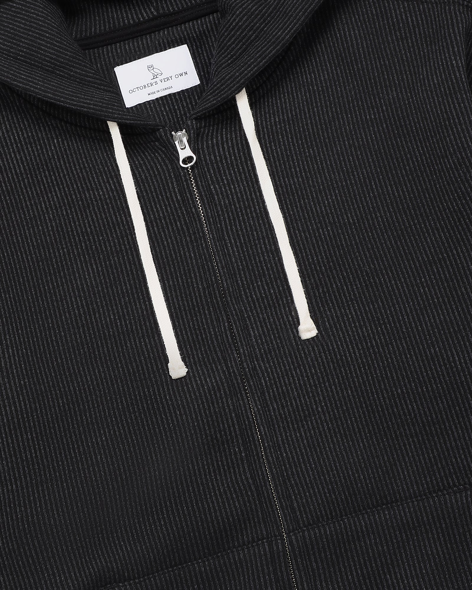 Seersucker Fleece Full Zip Hoodie - Black/Charcoal IMAGE #3