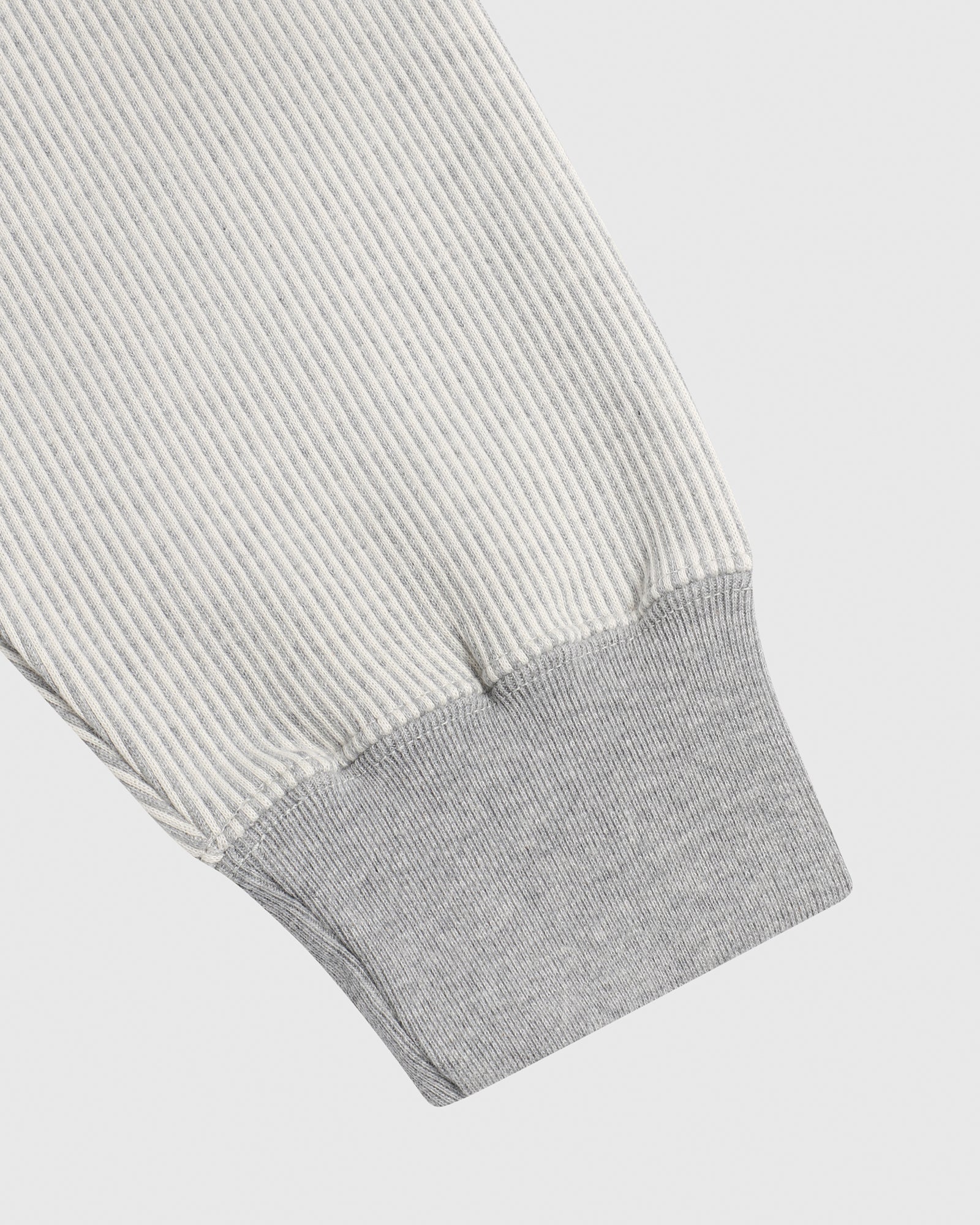 Seersucker Fleece Full Zip Hoodie - Grey/Cream IMAGE #6